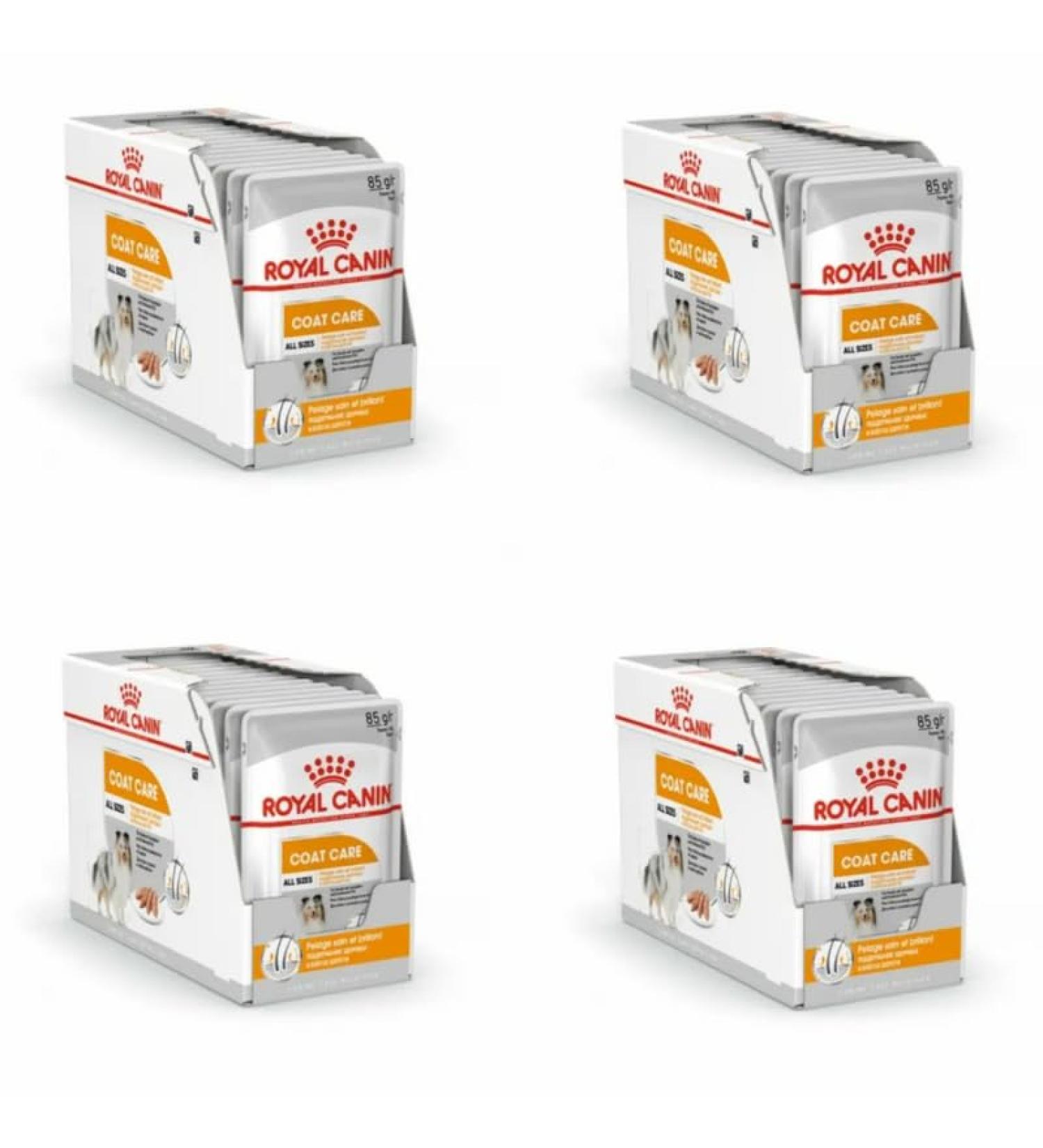 ROYAL CANIN Coat Care Mousse | Pack of 4 | 4 x 12 x 85 g | Wet Dog Food | for Dogs from 10 Months | Formula for Dogs with Dull and Dry Coats - Buy Online on GoSupps.com