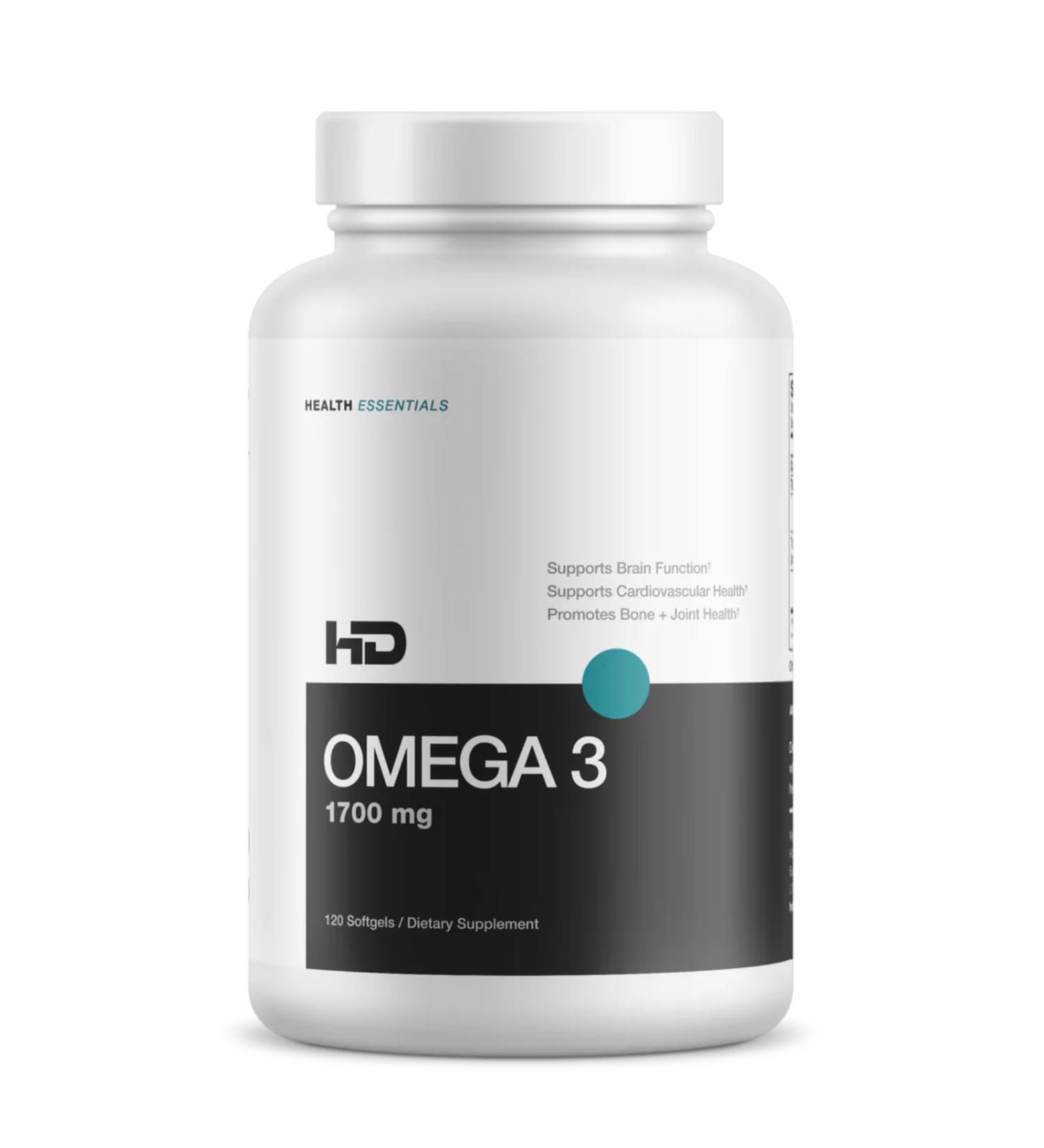 HD MUSCLE HealthHD Omega-3 Fish Oil | 1700mg Ultra High Potency Omega-3 Triglyceride | DHA & EPA | Heart Health Support | 60 Servings / 120 Softgels