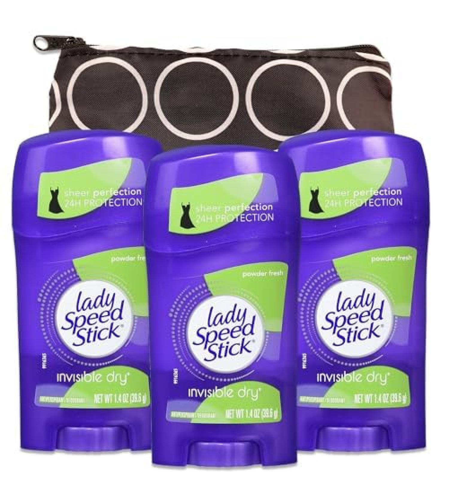 Lady Speed Deodorant for Women - Travel Pack 3 Pack Powder Fresh | 1.4 Oz Bundle with Bag | Best Travel Size Deodorant for Women - Buy Online on GoSupps.com