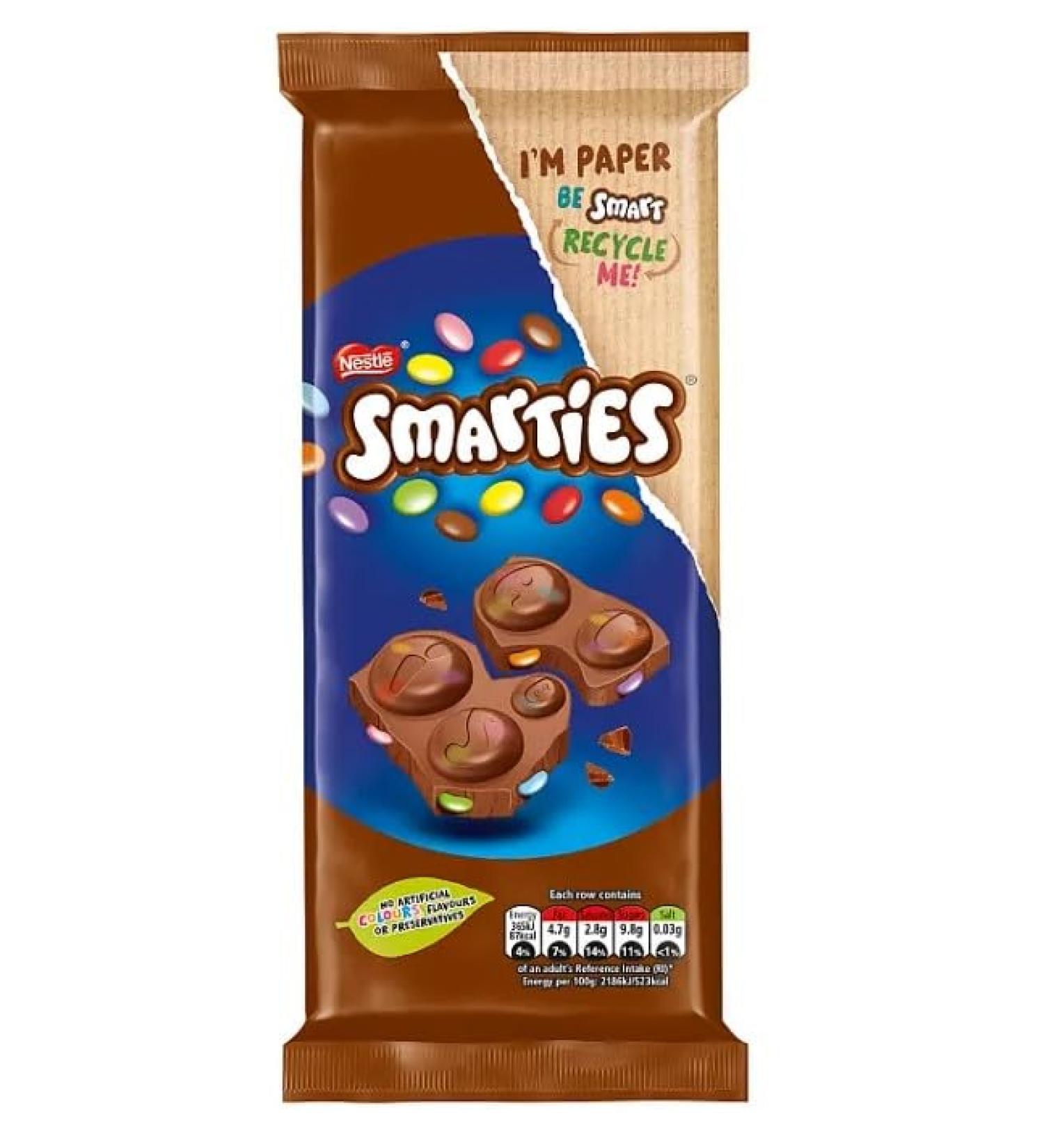 3 x Smarties Milk Chocolate Sharing Bar 90g Delicious Tasty And Twisty Treat Gift Hamper For Birthday Christmas Sold By Kidzbuzz