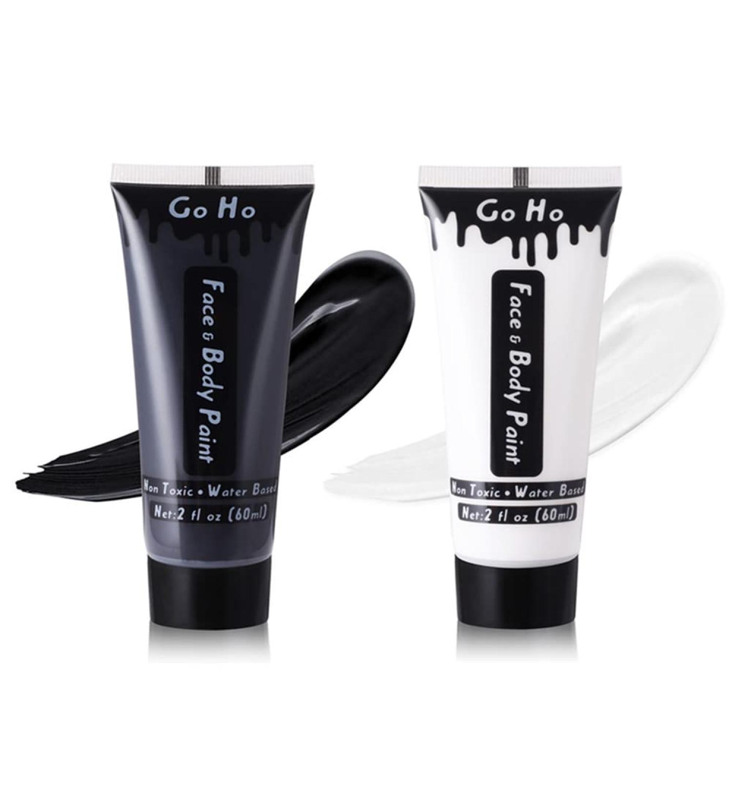 Go Ho Black and White Cream Face Body Paint (4 oz) - Water Based White Zombie Skeleton Clown Face Painting for Adults & Children - SFX Cosplay Makeup for Halloween, Day of the Dead & Festivals - Buy Online on GoSupps.com