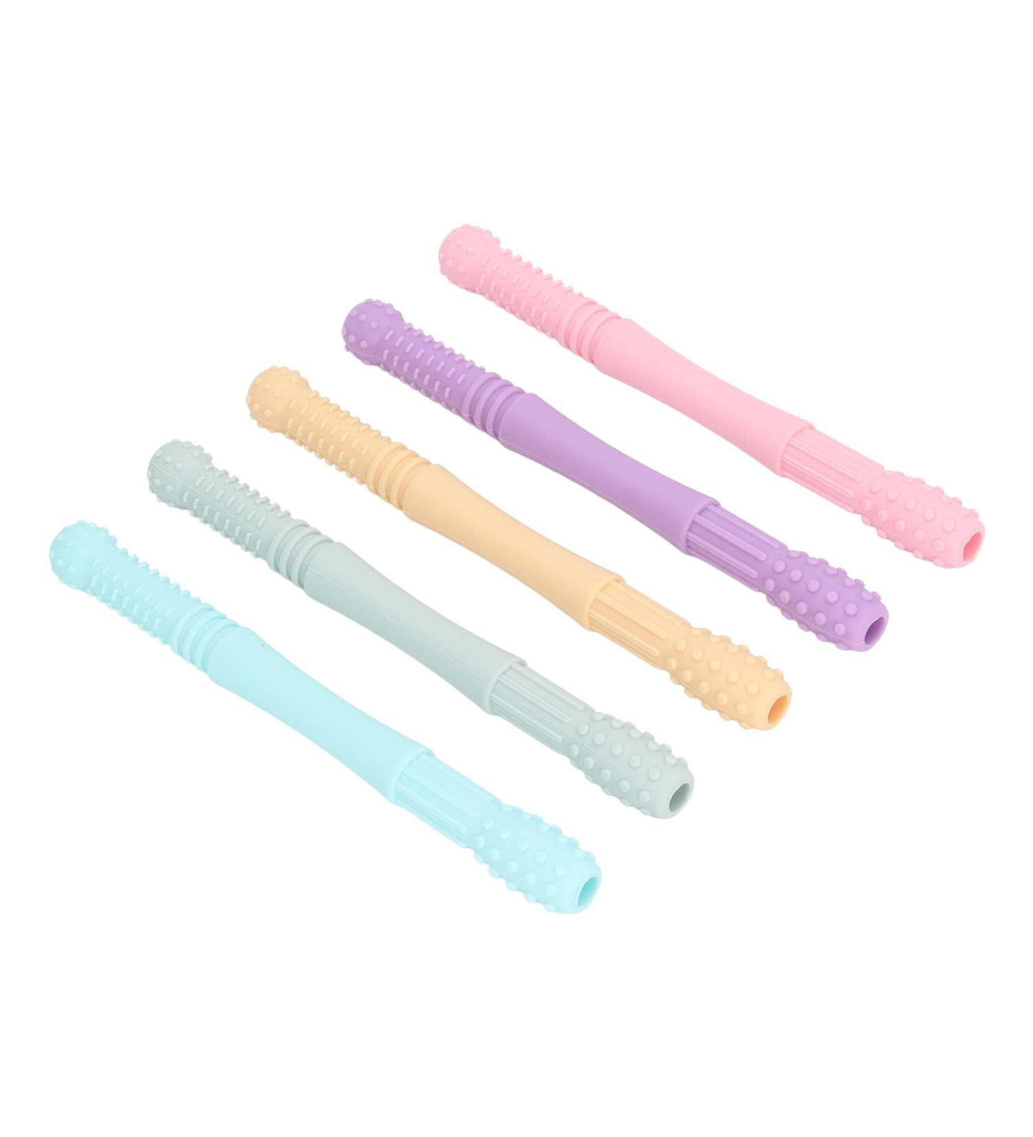 Hollow Teething Sticks Silicone 5-Piece Set for Toddlers - Reduce Anxiety & Stress, Teeth Grinding Relief - Perfect for PDD - Style 2 - Buy Online on GoSupps.com