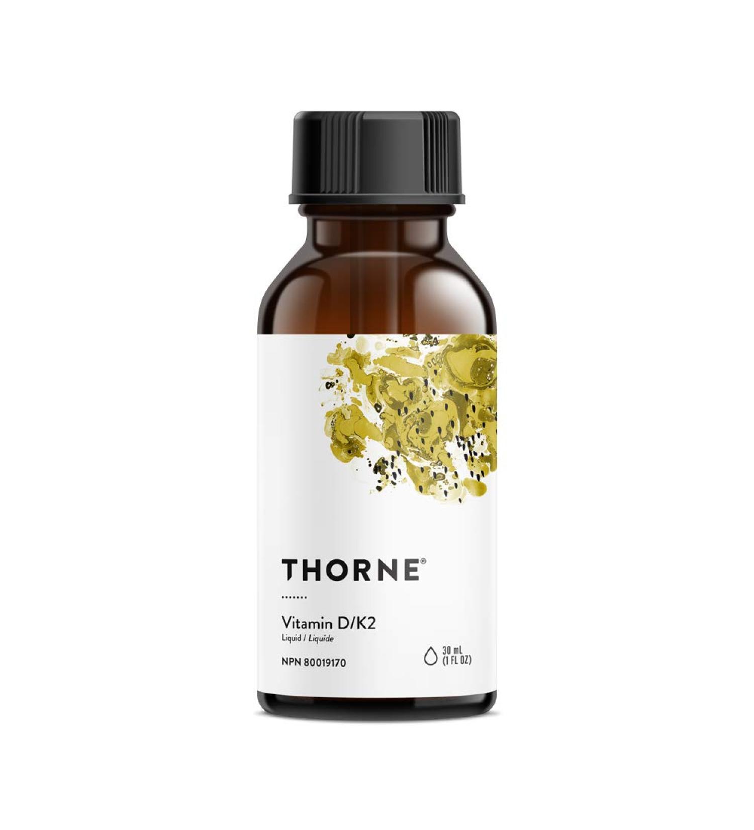 Thorne Vitamin D/K2 Liquid (Metered Dispenser) - Dietary Supplement with Vitamins D3 and K2 to Support Healthy Bones and Muscles - 1 Fluid Ounce (30 mL) - Buy Online on GoSupps.com