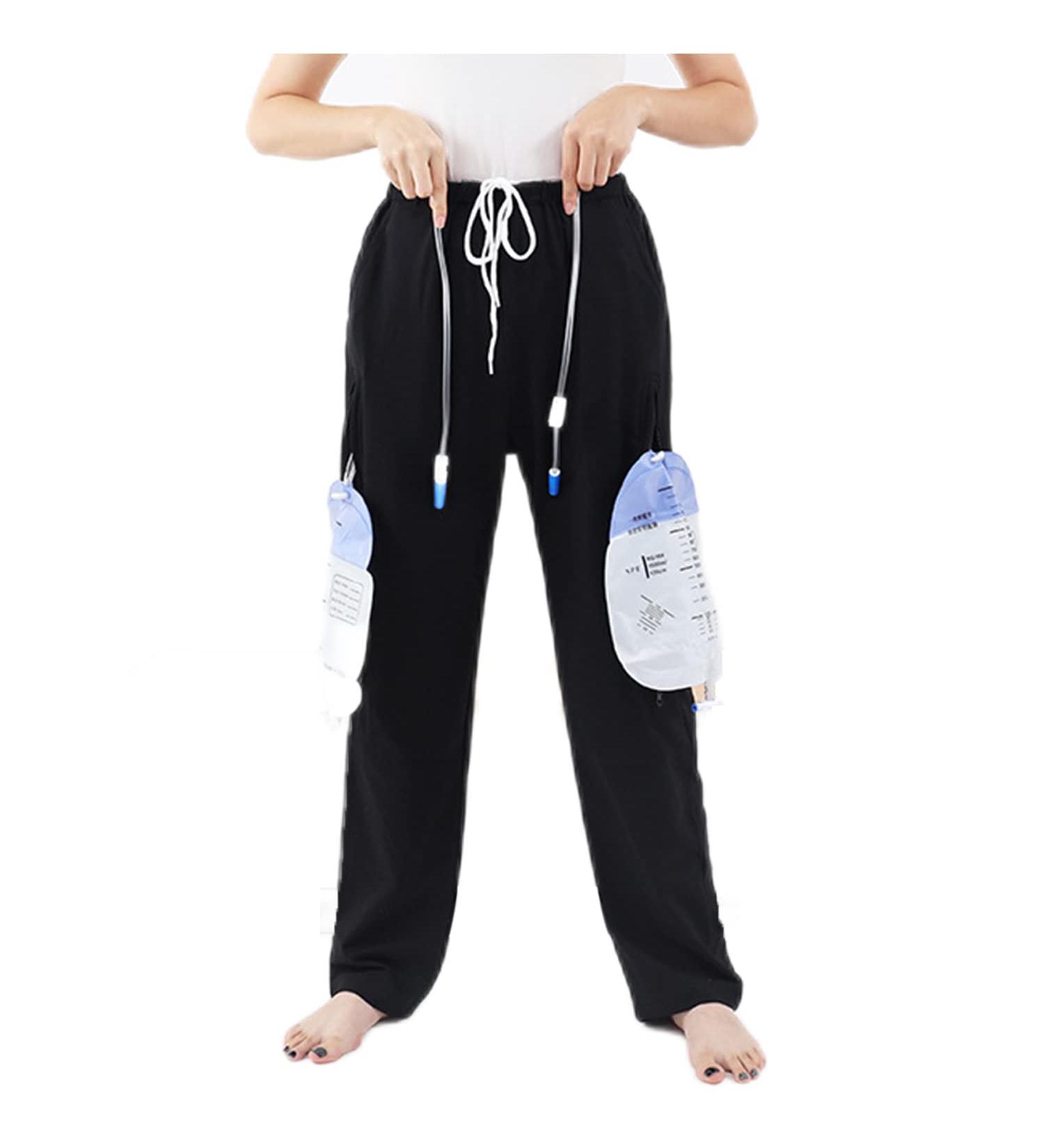 Buy Catheter Leg Bag Pants - Urine Bag Holder for Men/Women | Compatible with Foley Nephrostomy & Biliary Catheters | Black XL - International Shipping Available - Buy Online on GoSupps.com