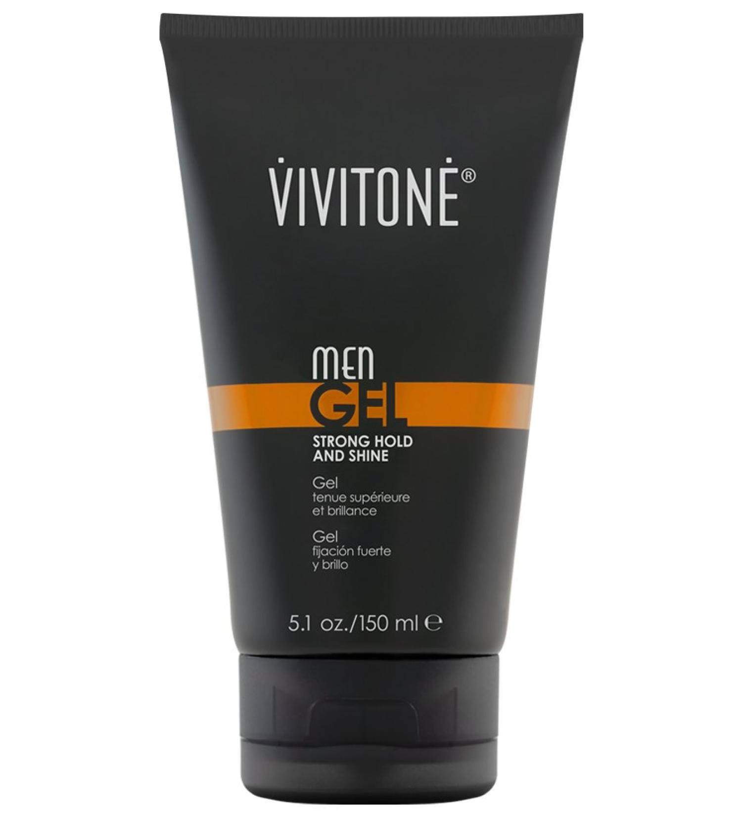 Vivitone Men Gel 5.1 oz. - Strong Hold and Shine Clean Non-tacky or Flaking Easy rinse out