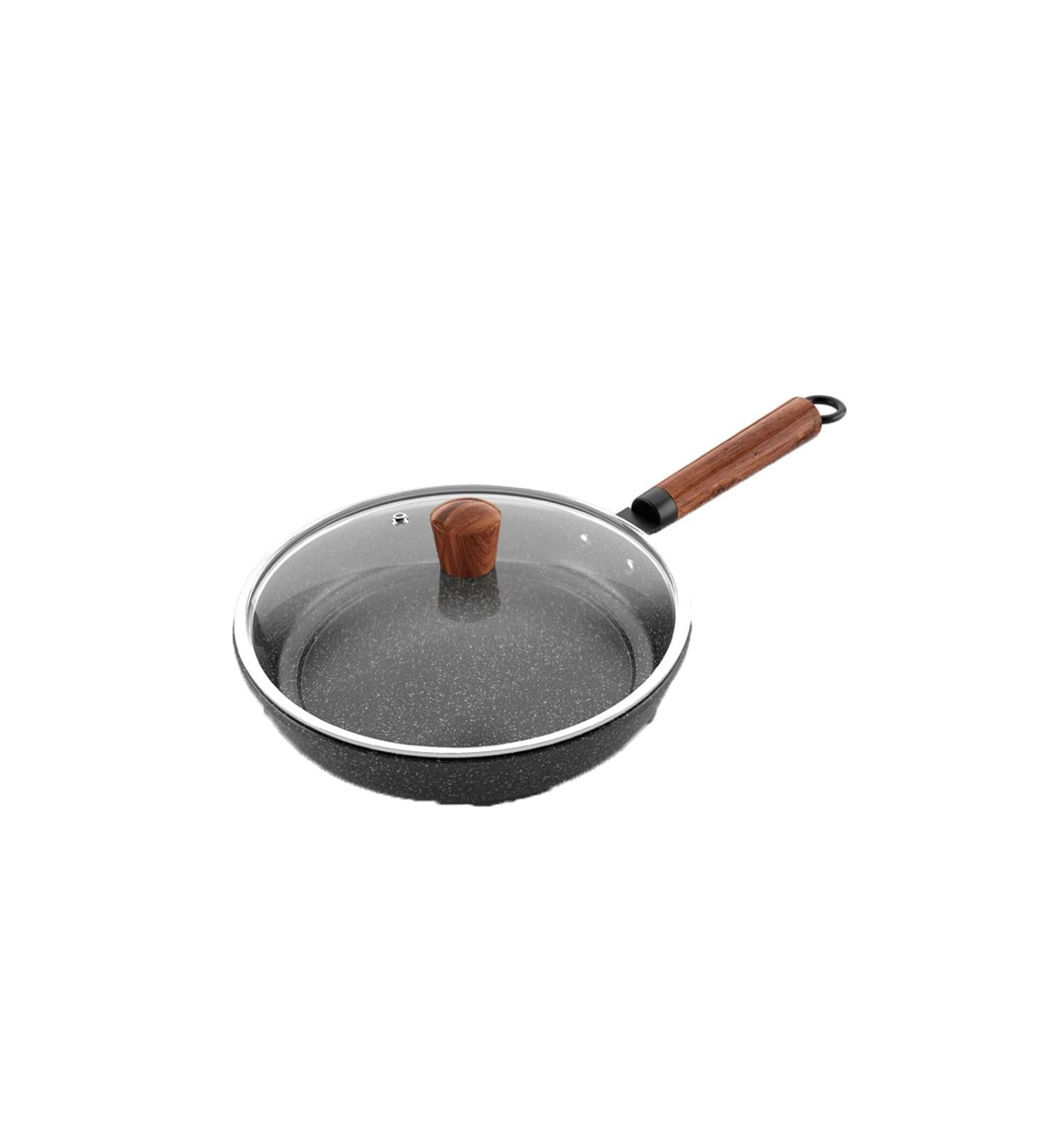 LAKEINX Pan 24 CM Maifan Stone Wok Frying Pan with Glass Lid Deepening Frying Pan for Induction Cooker Gas Stove - Buy Online on GoSupps.com