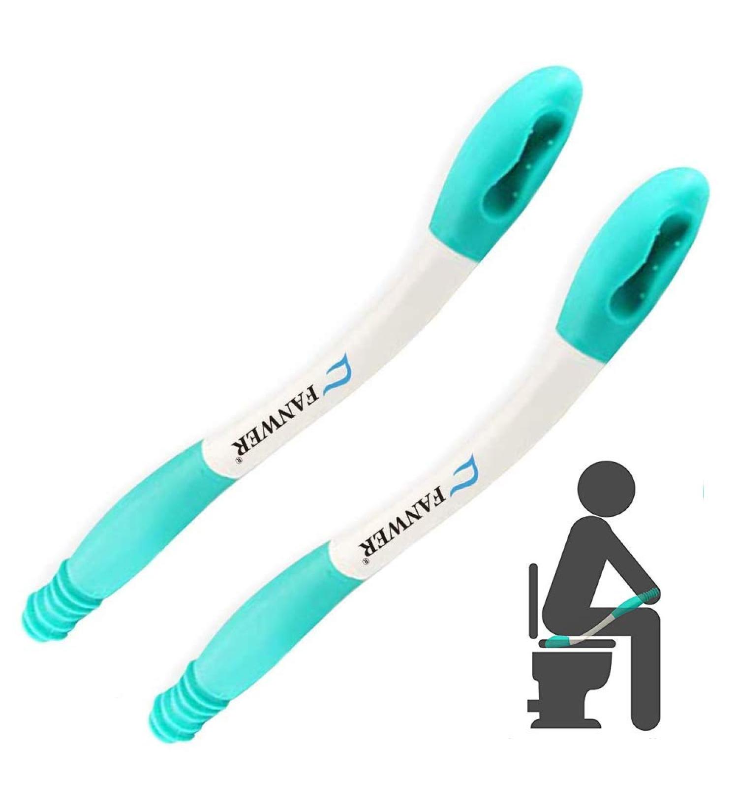 Long Handle Bottom Wiper Set for Independent Living - Household & Travel | Toilet Assist Tool 2pcs - Buy Online on GoSupps.com