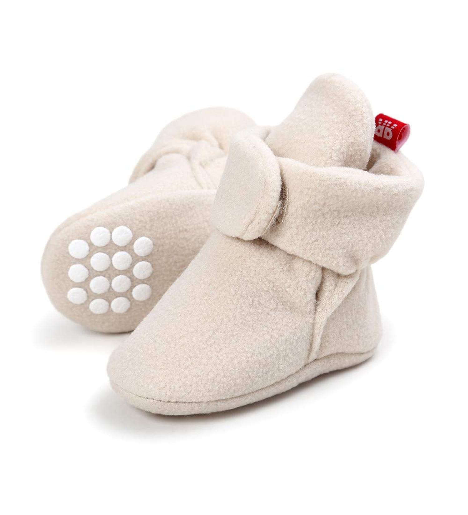 LACOFIA Baby Anti-Slip Soft Sole Slipper Booties 6-12 Months - Beige - Buy Online on GoSupps.com
