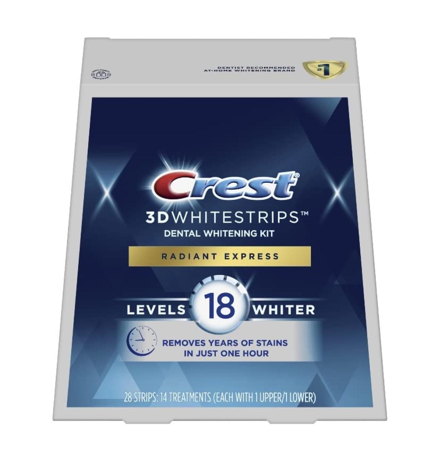 Crest 3D White Whitestrips Radiant Express Teeth Whitening Kit - 14 Treatments - Buy Online on GoSupps.com