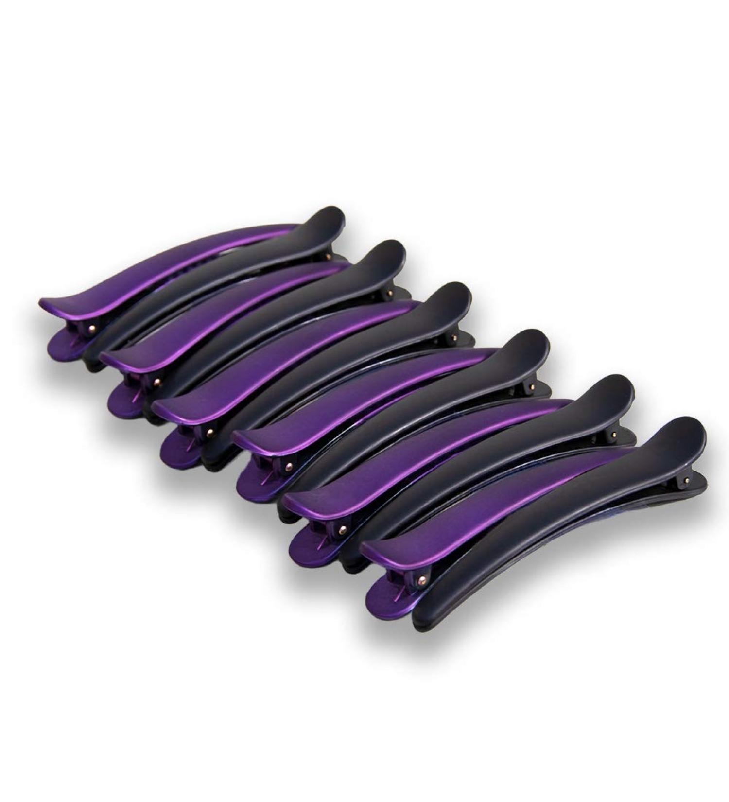 Pack of 12 Purple Plastic Hair Clips - Sectioning Combi Clips for Hairdressers | Durable & Stylish - Buy Online on GoSupps.com