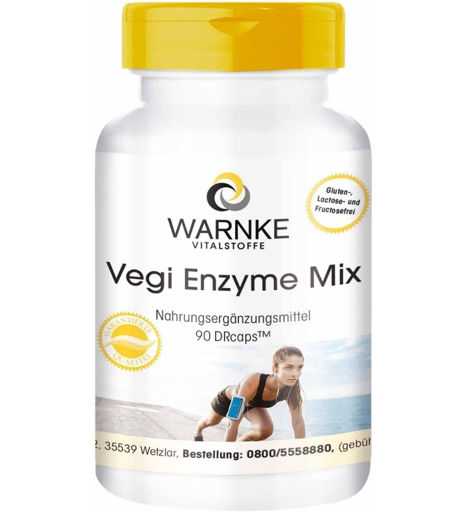 Enzyme Complex Capsules - Vegan Digestive Enzymes with Bromelain Papain Amylase Lipase & Protease - 90 Capsules | Warnke Vital Substances - German Quality - Buy Online on GoSupps.com
