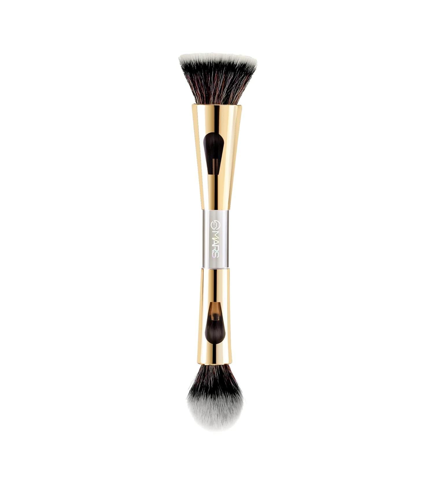 MAR S 4-in-1 Travel Makeup Brush Set | Foundation Powder Eyeshadow & Flat Brushes - Soft Bristles for Women Gold - Perfect for International Shipping - Buy Online on GoSupps.com