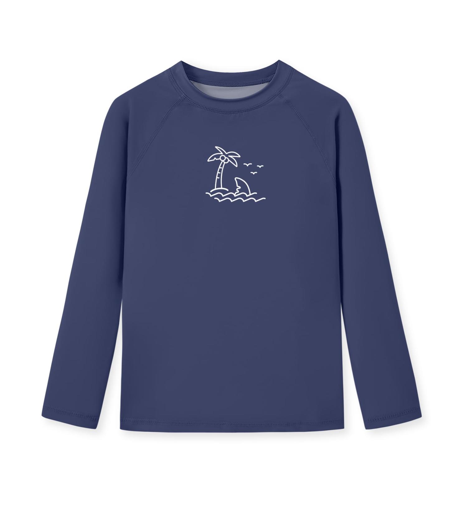 Shop Glimmerize Boys Long Sleeve UV Rashguard Swim Shirt - Round Neck Sandy Beach Navy (104-152) - Perfect for International Adventures - Buy Online on GoSupps.com