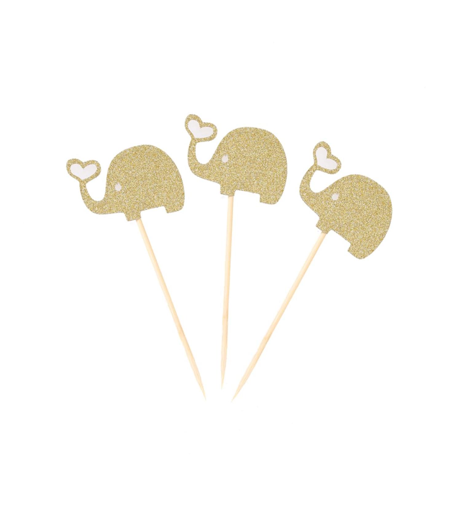 Cabilock 3pcs Elephant Cupcake Picks Fruit Cake Cupcake Topper Cake Toothpick Topper Cocktail Picks Fruitcakes Baby Shower Jungle Animal Toppers Dessert Topper Food Makeup Wedding Golden 10.00X5.30X0.20CM - Buy Online on GoSupps.com