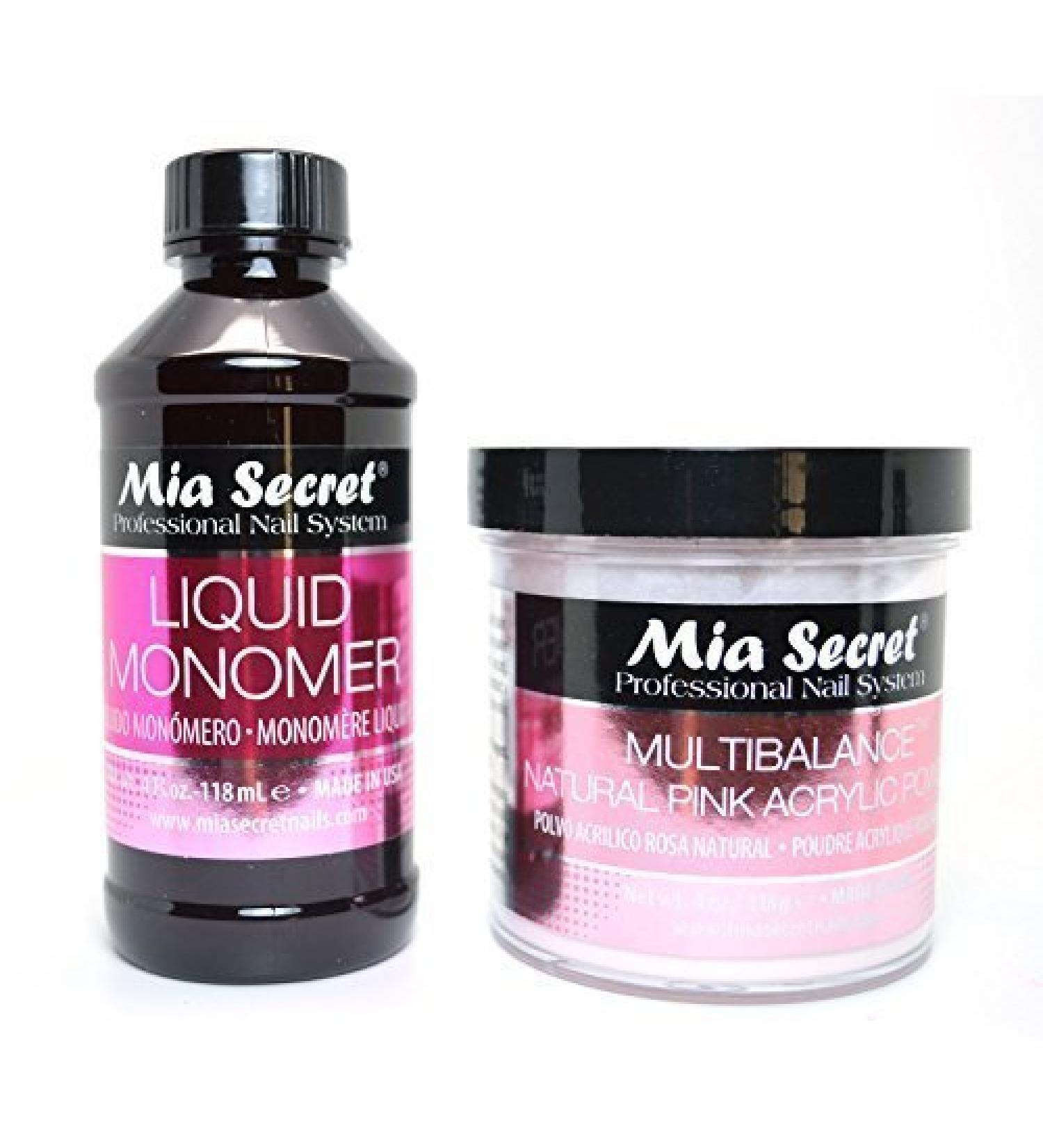MIA SECRET 4oz LIQUID MONOMER + 4oz NATURAL PINK ACRYLIC POWDER NAIL ART SYSTEM
