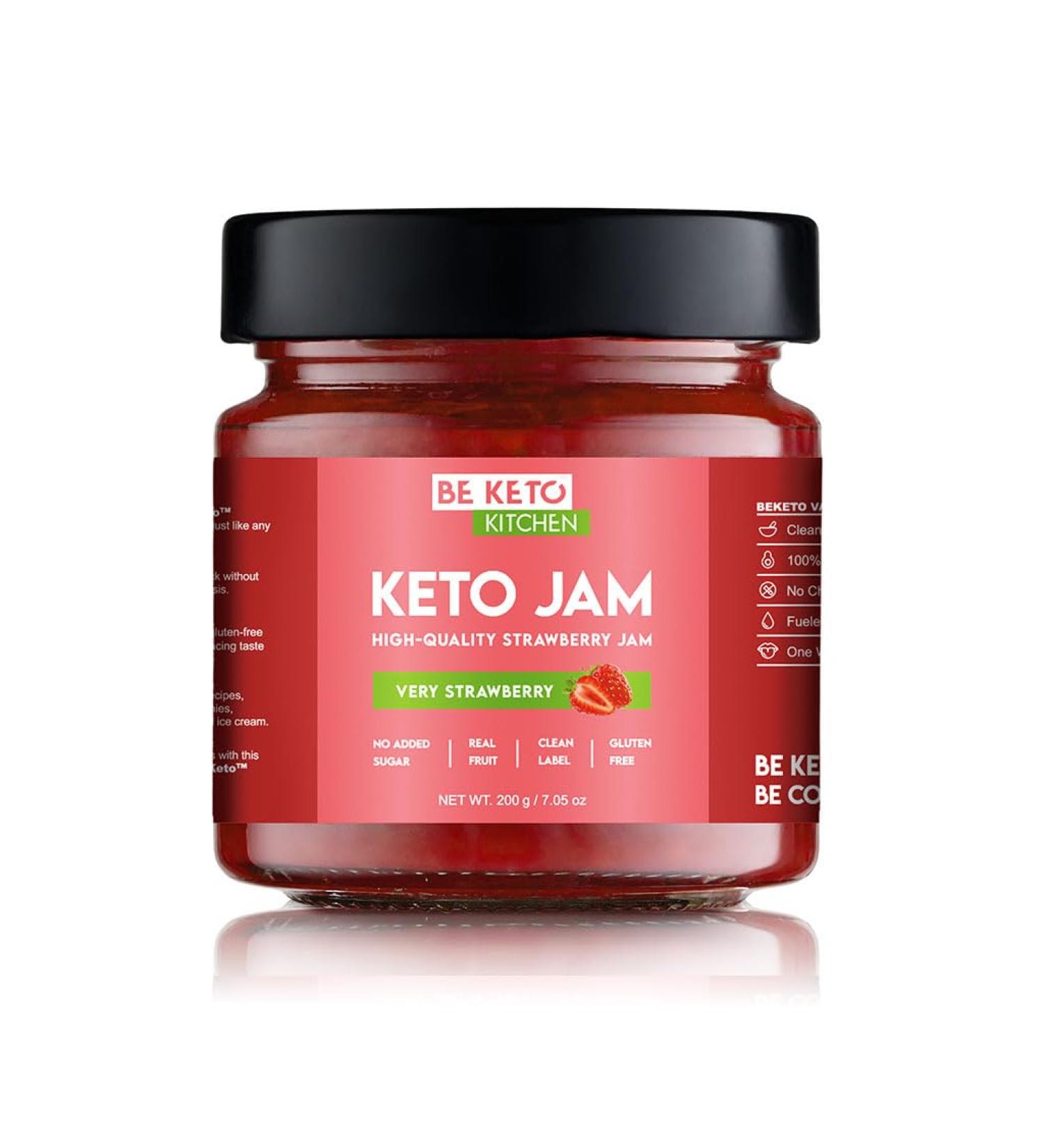 BeKeto Keto Jam - Very Strawberry Keto Jam 200g Low Carb Vegan Gluten Free Natural & Completely Sugar Free. - Buy Online on GoSupps.com