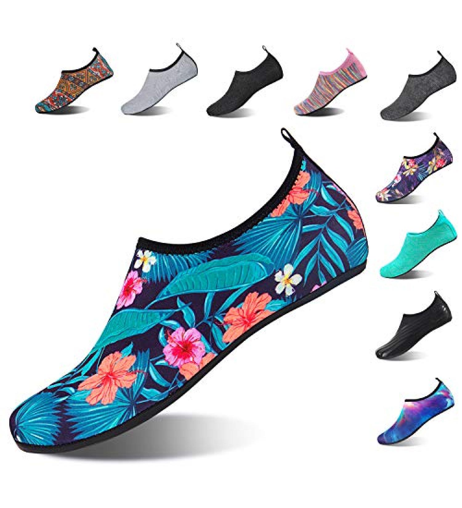 Quick-Dry Aqua Socks for Women Men | Beach Water Shoes 7-8 Women/6-7 Men | Forest - Buy Online on GoSupps.com