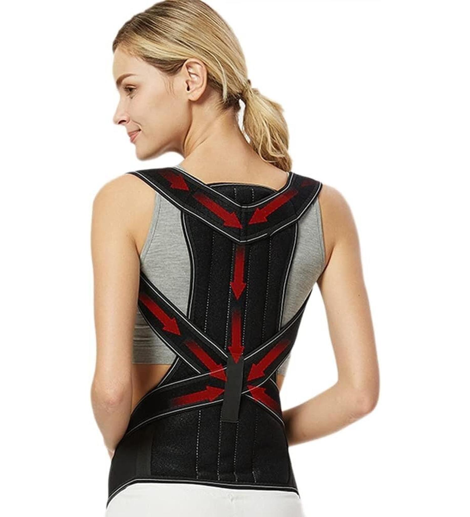 Posture Corrector for Spine & Back Support - Relief for Neck Shoulder & Back Pain | Medium Size Black - Buy Online on GoSupps.com