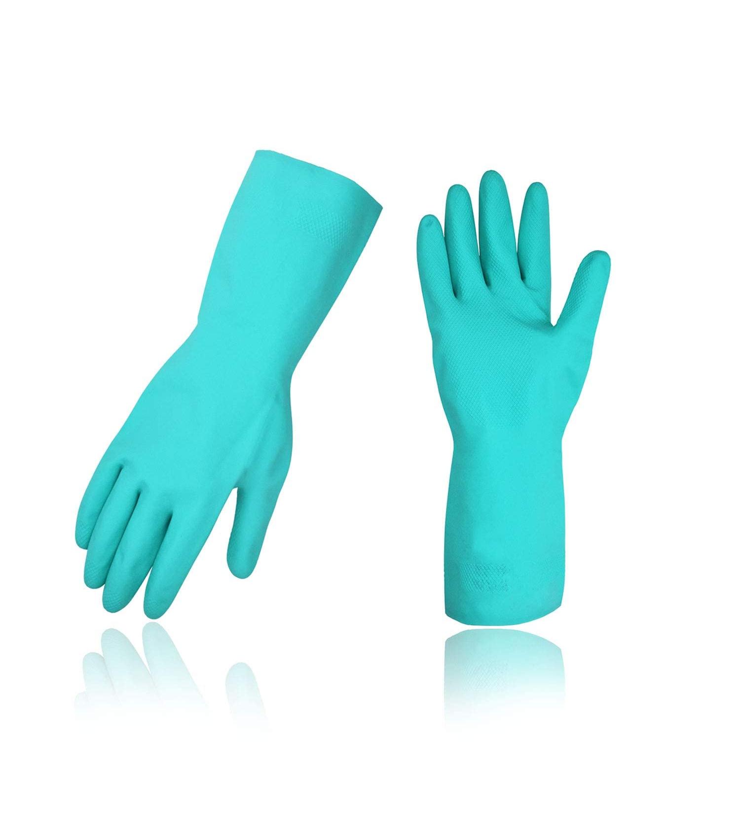 VGO 10 Pairs Reusable Household Gloves - Nitrile Latex-Free Waterproof Kitchen & Gardening Gloves (L Green) - Durable Dishwashing & Cleaning Gloves - Buy Online on GoSupps.com