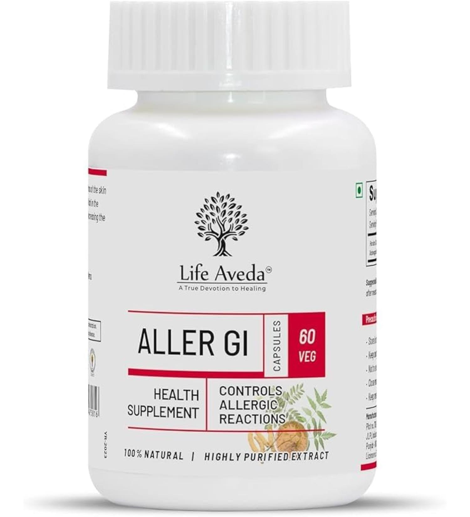 Buy Aller Gi - GMP Certified Ayurvedic Medicine for Allergy Relief | 60 Capsules for Runny Nose & Watery Eyes - Fast International Shipping - Buy Online on GoSupps.com