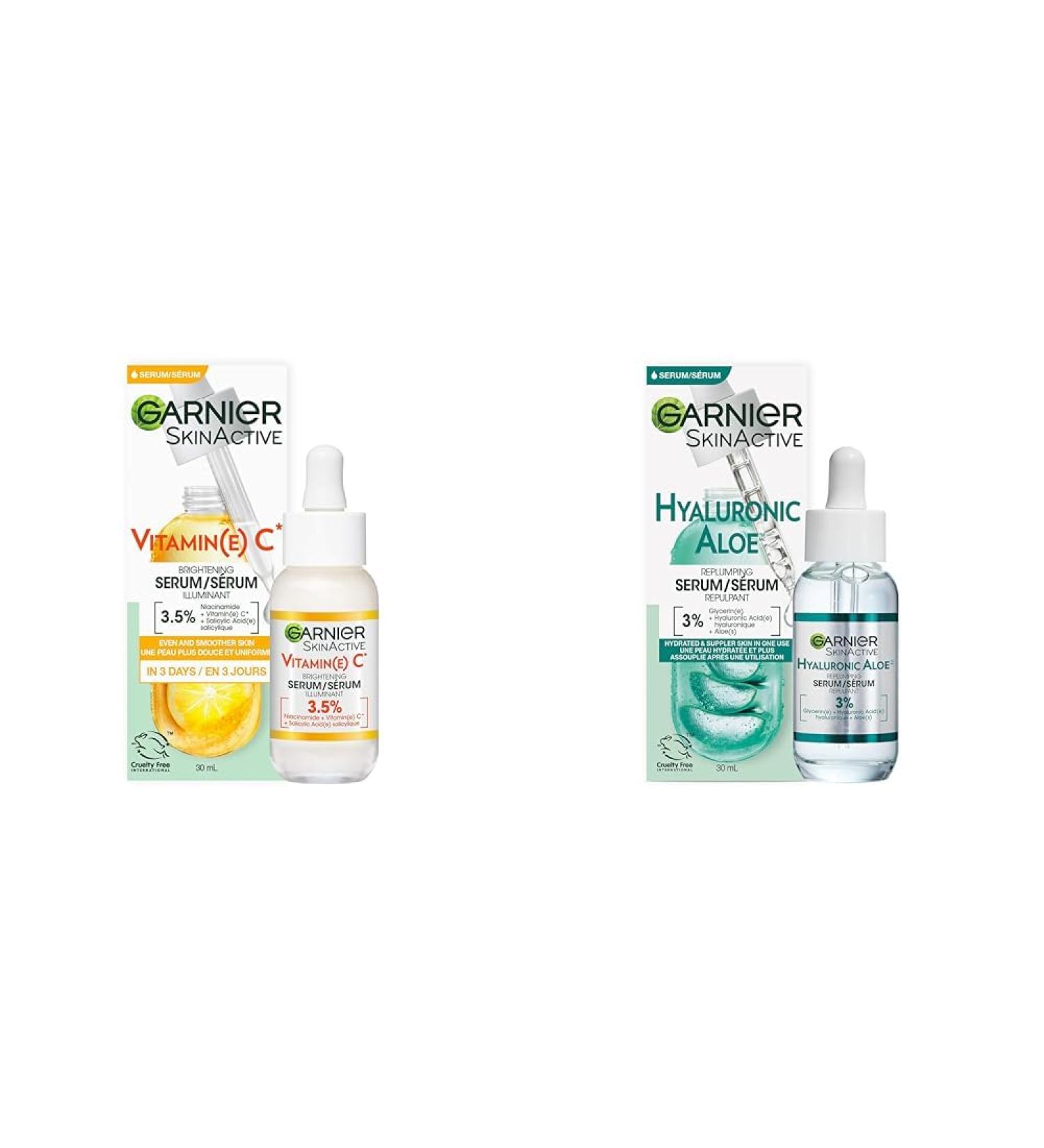 Garnier Vitamin C + Aloe Vera Serum Bundle | Brightening + Hydrating for Glowing Skin - Buy Online on GoSupps.com