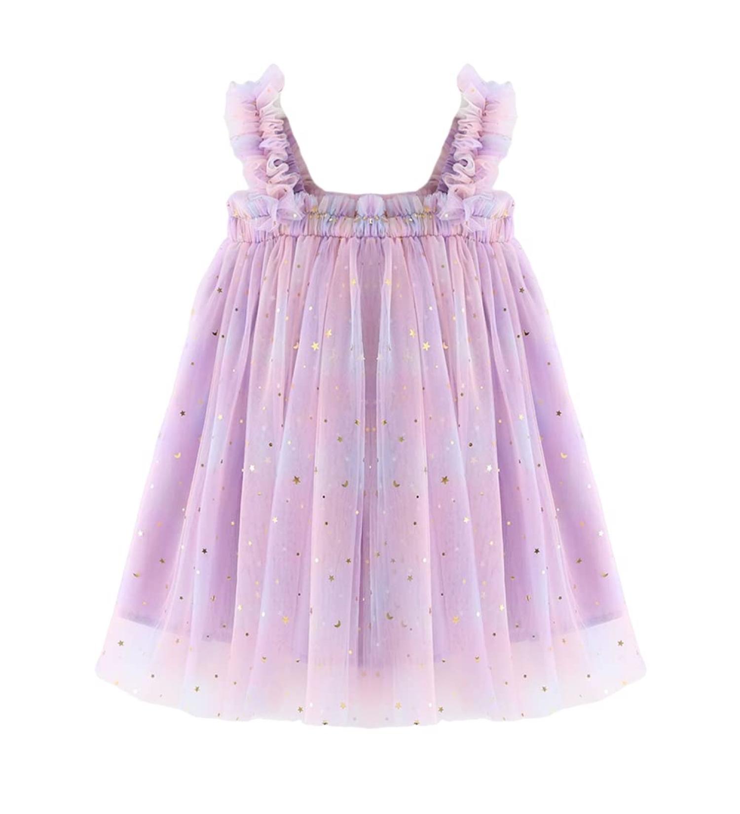 PythJooh Baby Girl Tulle Dress with Butterfly Wings | Toddler Sleeveless Tutu Princess Dress for 0-4 Years | 18-24 Months | Starry Purple - Buy Online on GoSupps.com