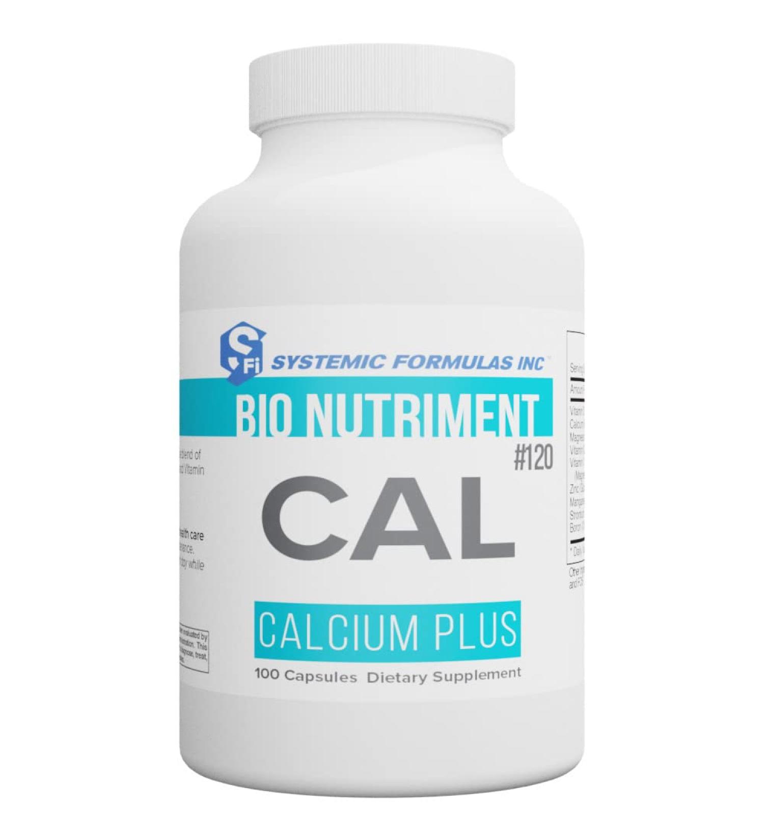 Systemic Formulas Cal Calcium Plus 100 Capsules - Highly Bioavailable with Vitamin D3, K2, Zinc, Manganese, Strontium, and Boron - Buy Online on GoSupps.com