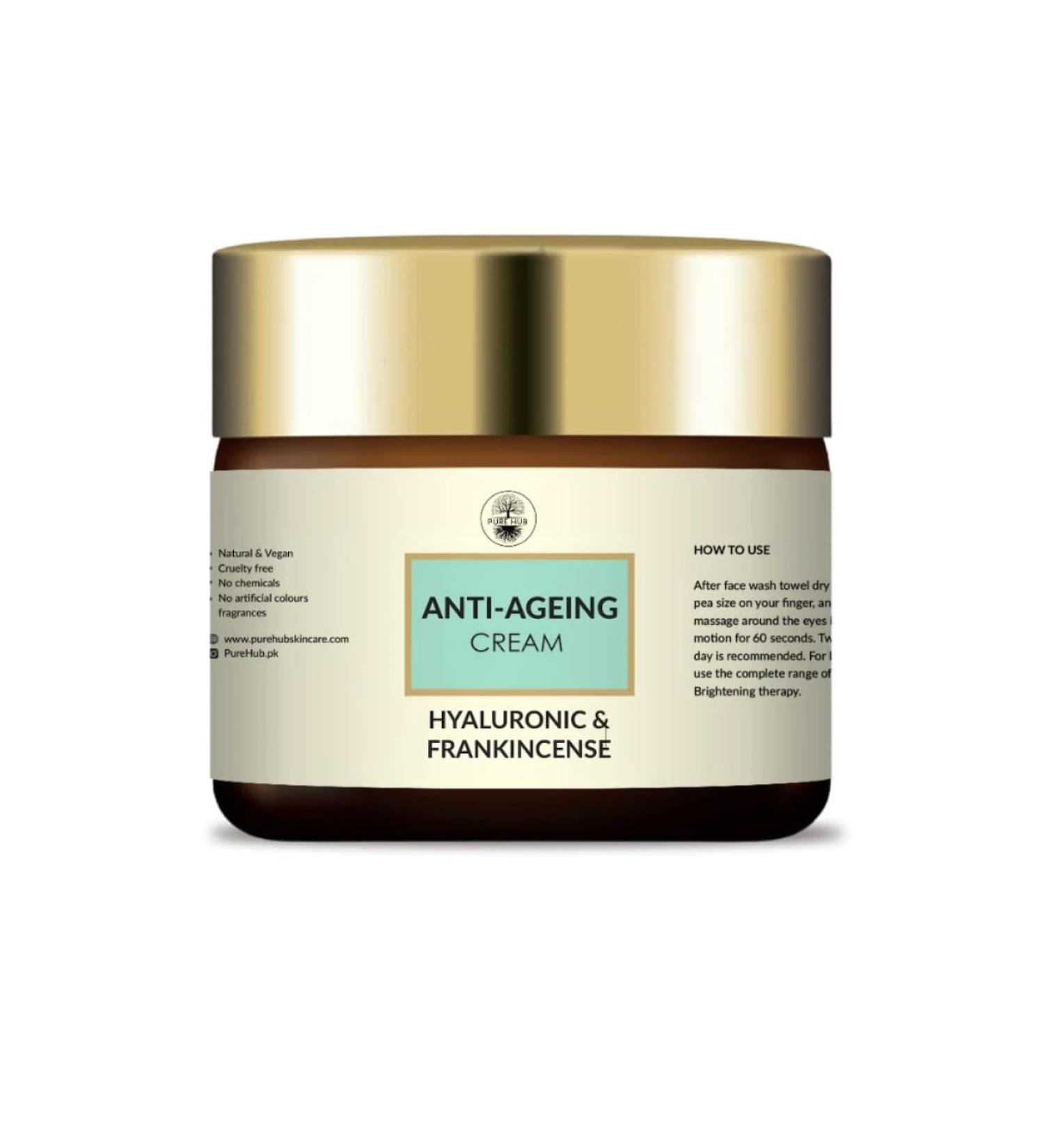 PureHub Orgainc Skincare Anti Aging Cream - Hyaluronic & Frankincense - 50ml - Buy Online on GoSupps.com