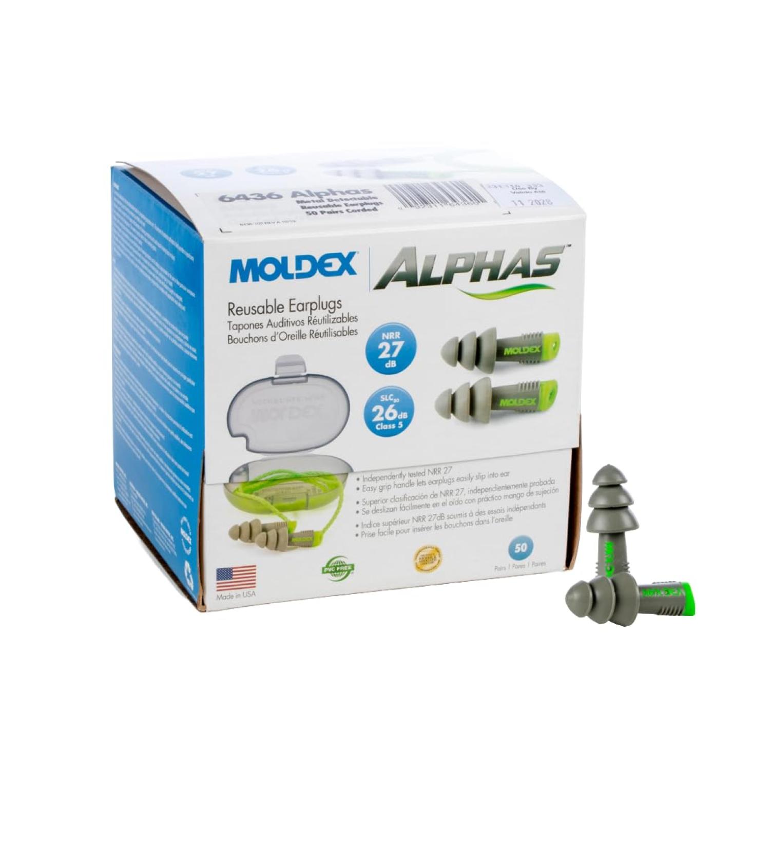 Moldex Alphas Uncorded Reusable Earplugs - NRR 27dB | Pocket-Pak Plus 6430 - International Shipping Available - Buy Online on GoSupps.com