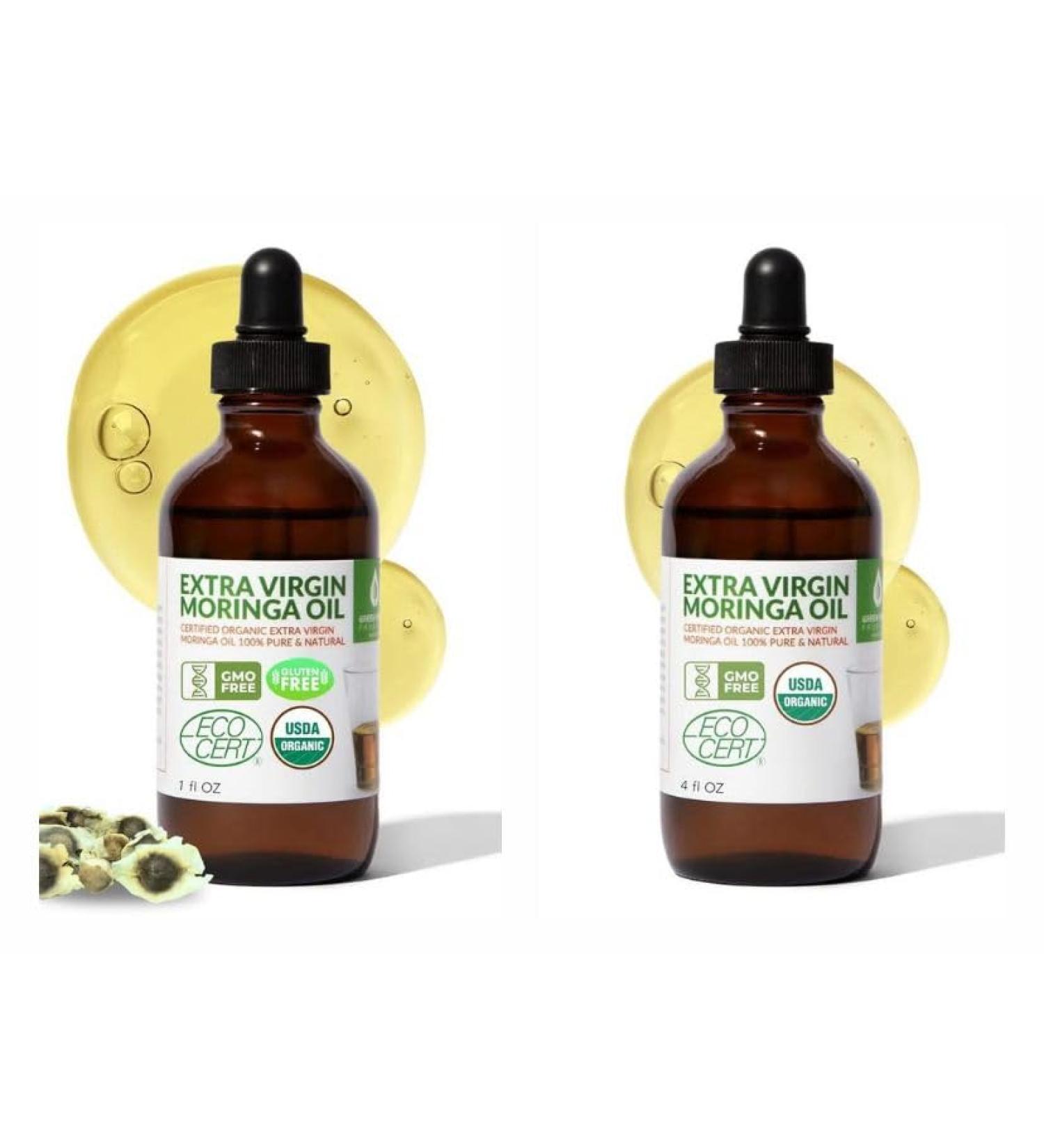 Organic Moringa Oil Bundle Cold Pressed Extra Virgin 100% Pure Food Grade 4oz Full Size + 1oz Travel Bottle Deep Moisturizing Anti-Aging Multi-Purpose Skin & Hair Oil - Buy Online on GoSupps.com