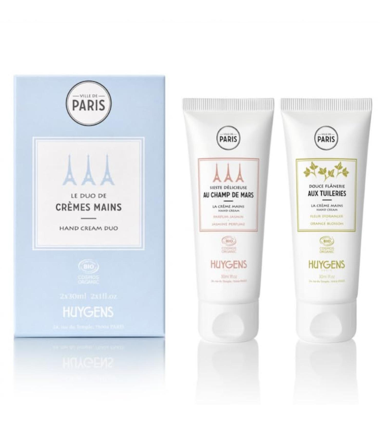 HUYGENS Huygens Organic Hand Cream Duo Moisturizing and Soothing 2 x 30ml Delightful Nap in the Champ de Mars and Gentle Stroll in the Tuileries fragrances