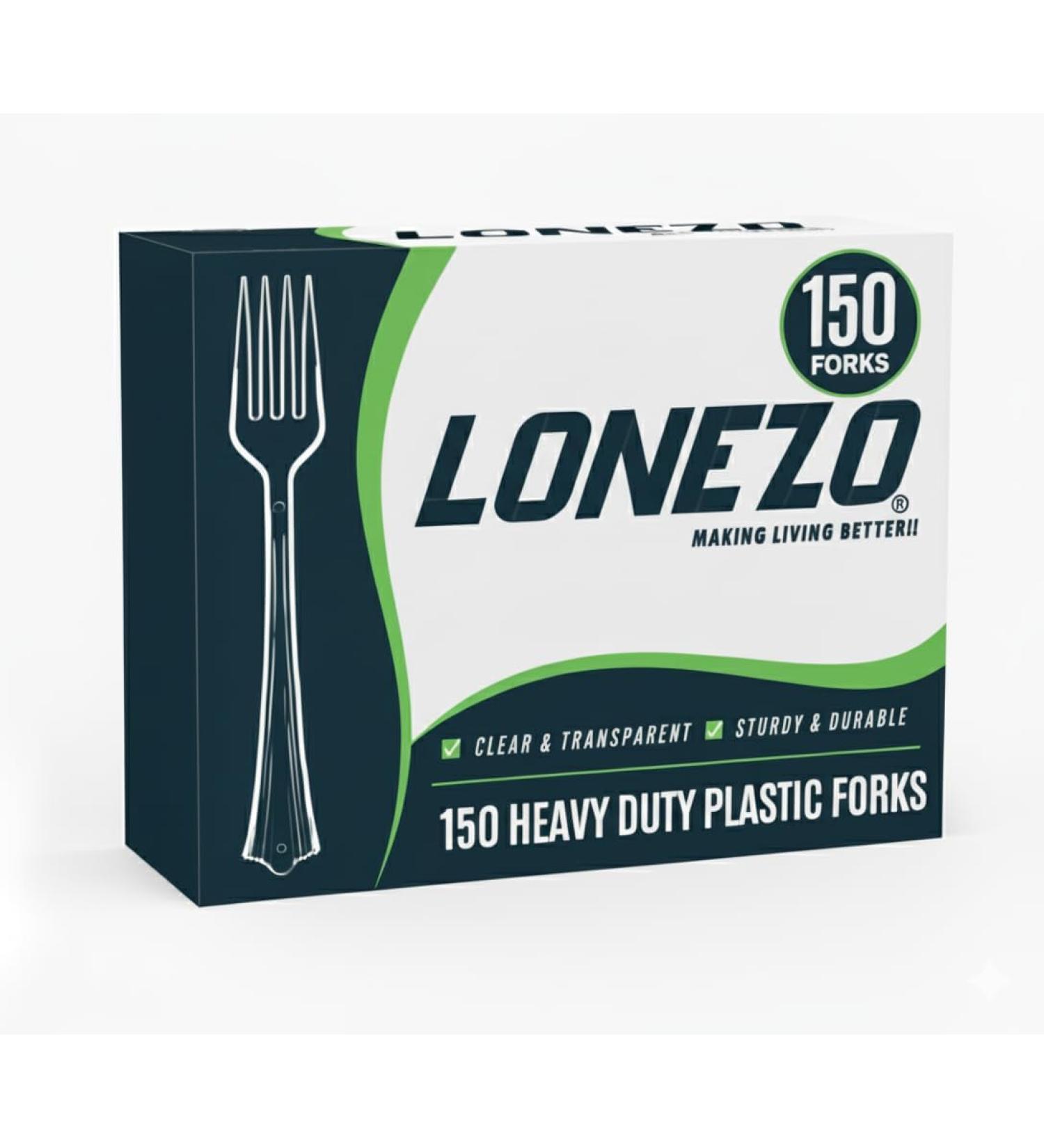 Lonezo 150 Count Heavy Duty Clear Plastic Forks - Disposable Utensils for Parties and Events - Buy Online on GoSupps.com