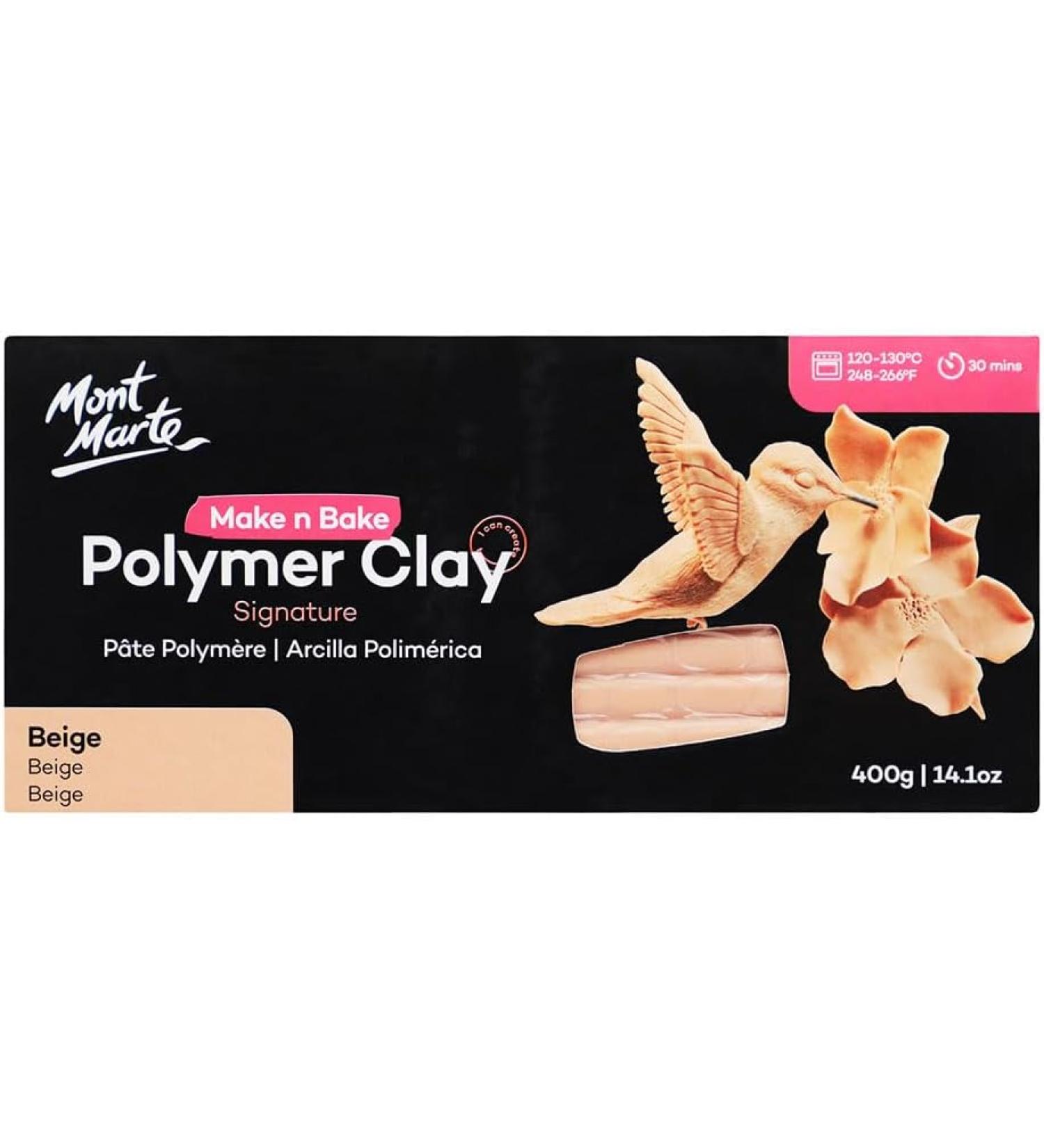 Mont Marte Make n Bake Polymer Clay 400gm Block - Beige 14 oz - High Quality Oven Bake Clay - Buy Online on GoSupps.com