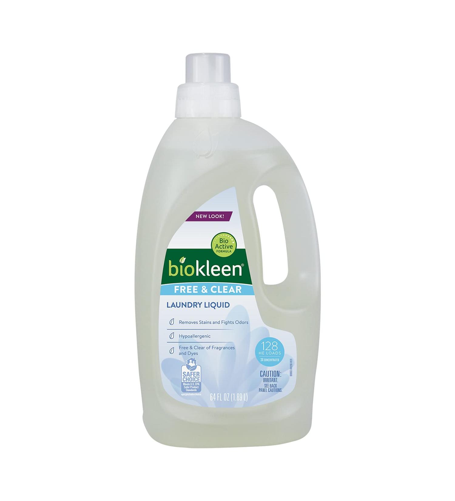 Biokleen Eco-Friendly Laundry Detergent Liquid - Concentrated Non-Toxic Unscented 64 oz (128 HE Loads) | Plant-Based & Free of Artificial Fragrance - Buy Online on GoSupps.com