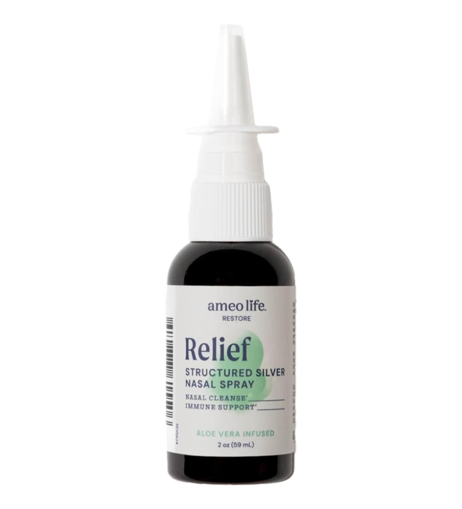 Ameo Life Aloe Infused Silver Nasal Spray - 24 ppm - Relieves Congestion & Mucous - Immune Support - Buy Online on GoSupps.com