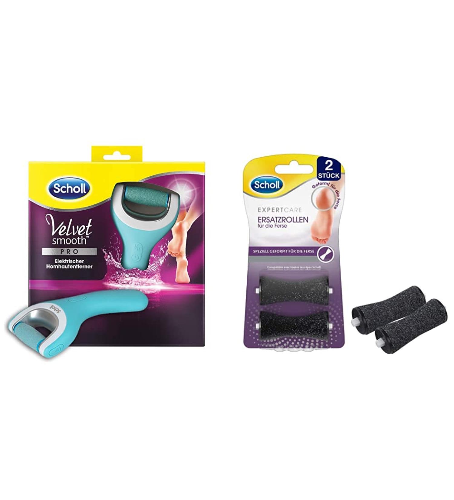 Scholl Velvet Smooth Electric Corn Removal Device - Wet & Dry Foot Care with Charging Station & ExpertCare Replacement Rolls - Buy Online on GoSupps.com