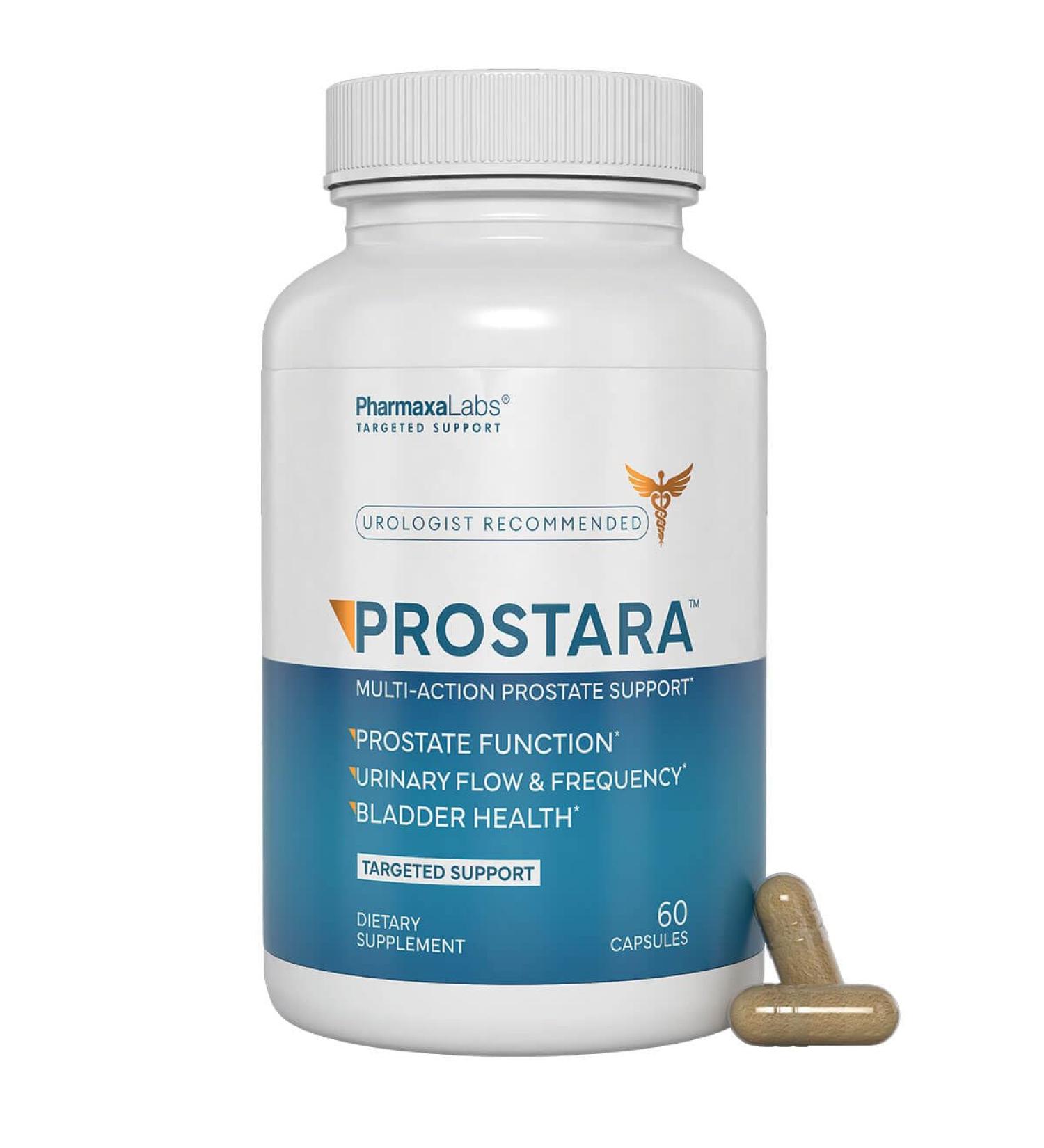 Prostara - Multi-Action Prostate Supplement - Supports Urinary Flow and Bladder Comfort - Boosts Vitality and Wellness - Saw Palmetto Pumpkin Seed Pomegranate & Beta Sitosterol - 60 Capsules 60 Count (Pack of 1)