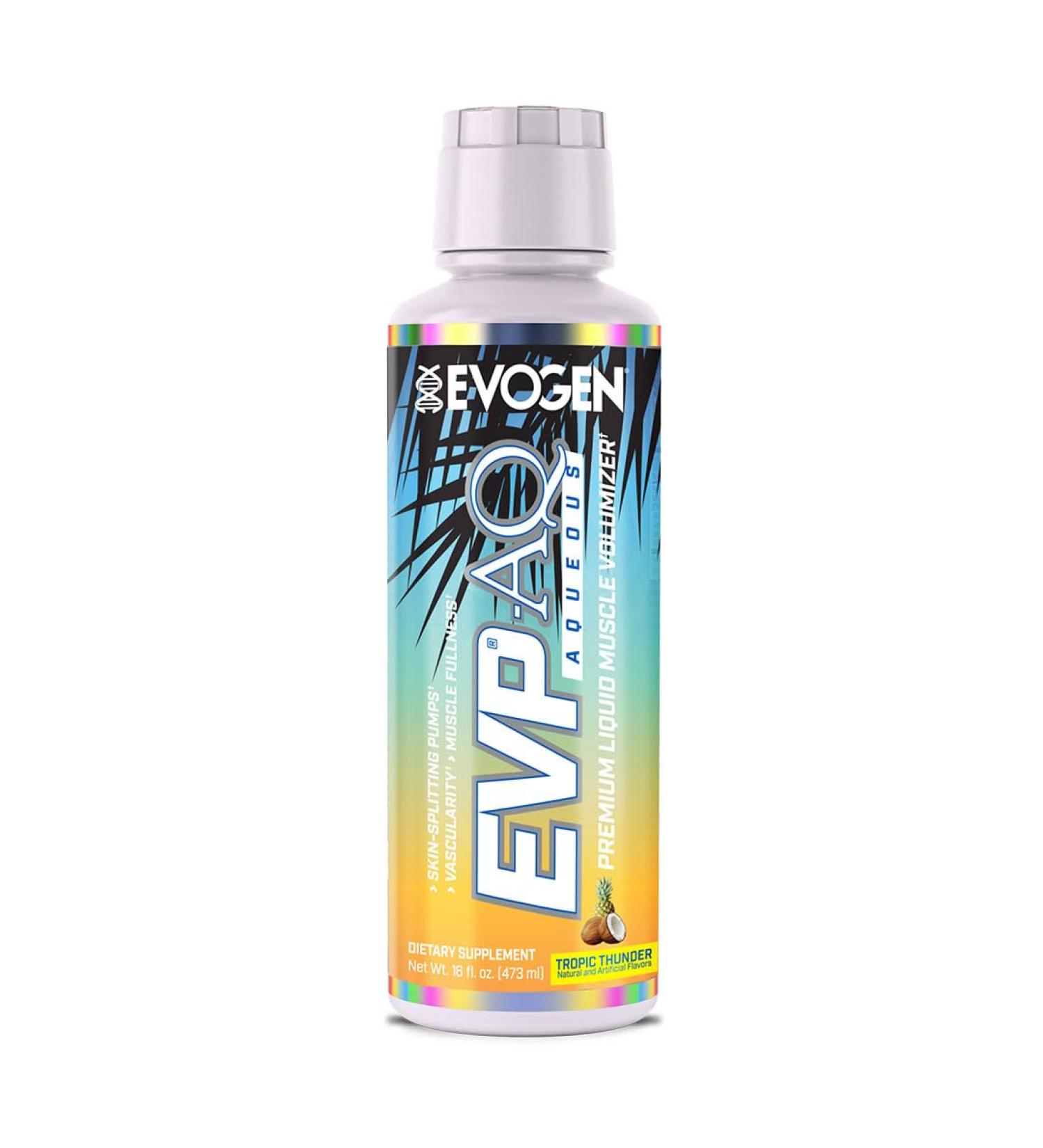 Evogen EVP AQ - Liquid Glycerol Muscle Volumizer | Pre Workout for Pumps Vascularity & Hydration | Premium Preworkout for Men & Women | Tropic Thunder | 16 fl oz - Buy Online on GoSupps.com