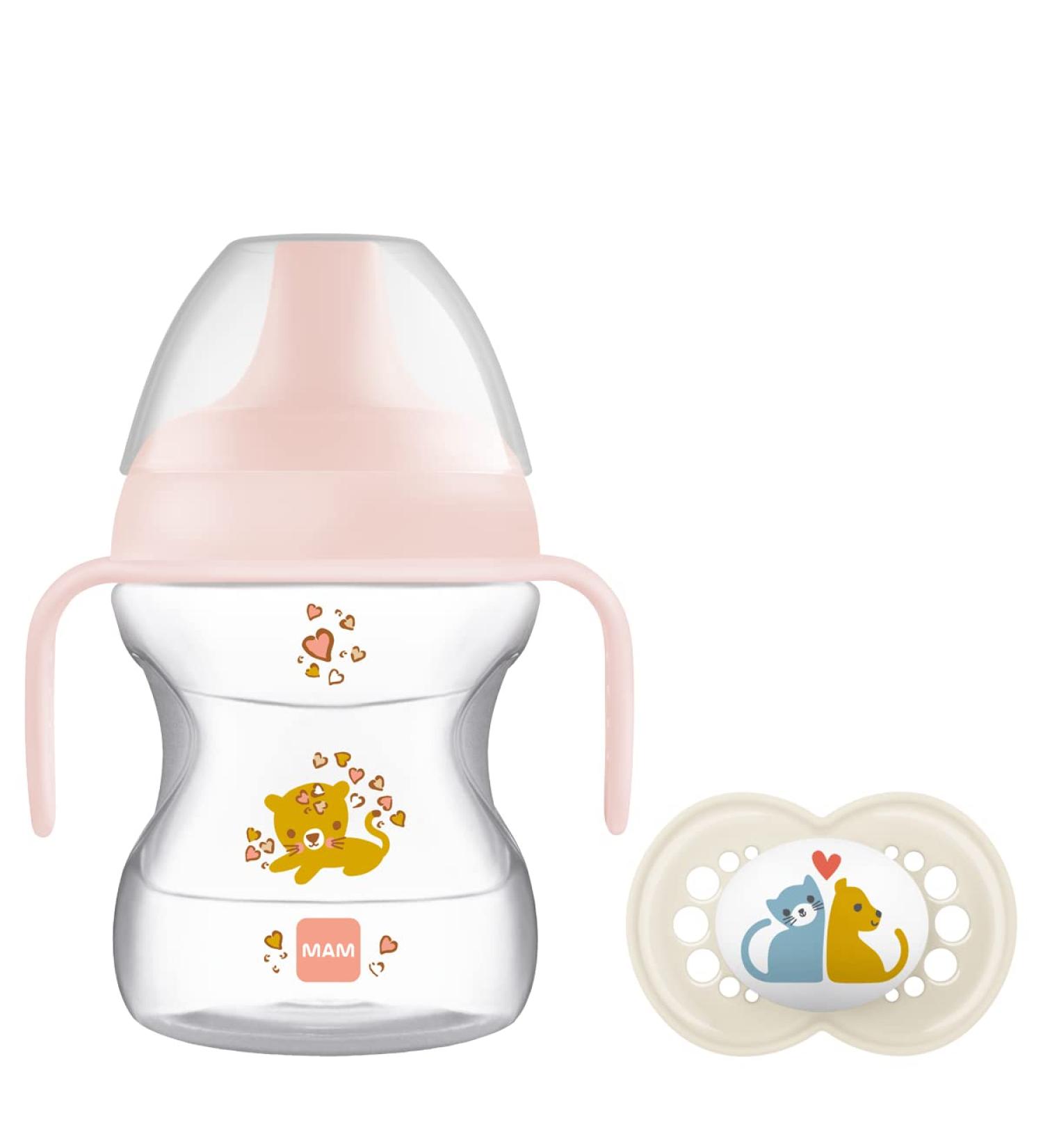 MAM Learn to Drink Cup and Soother 6 Months 190ml (Pink) - Best Training Cup for Babies - Buy Online on GoSupps.com