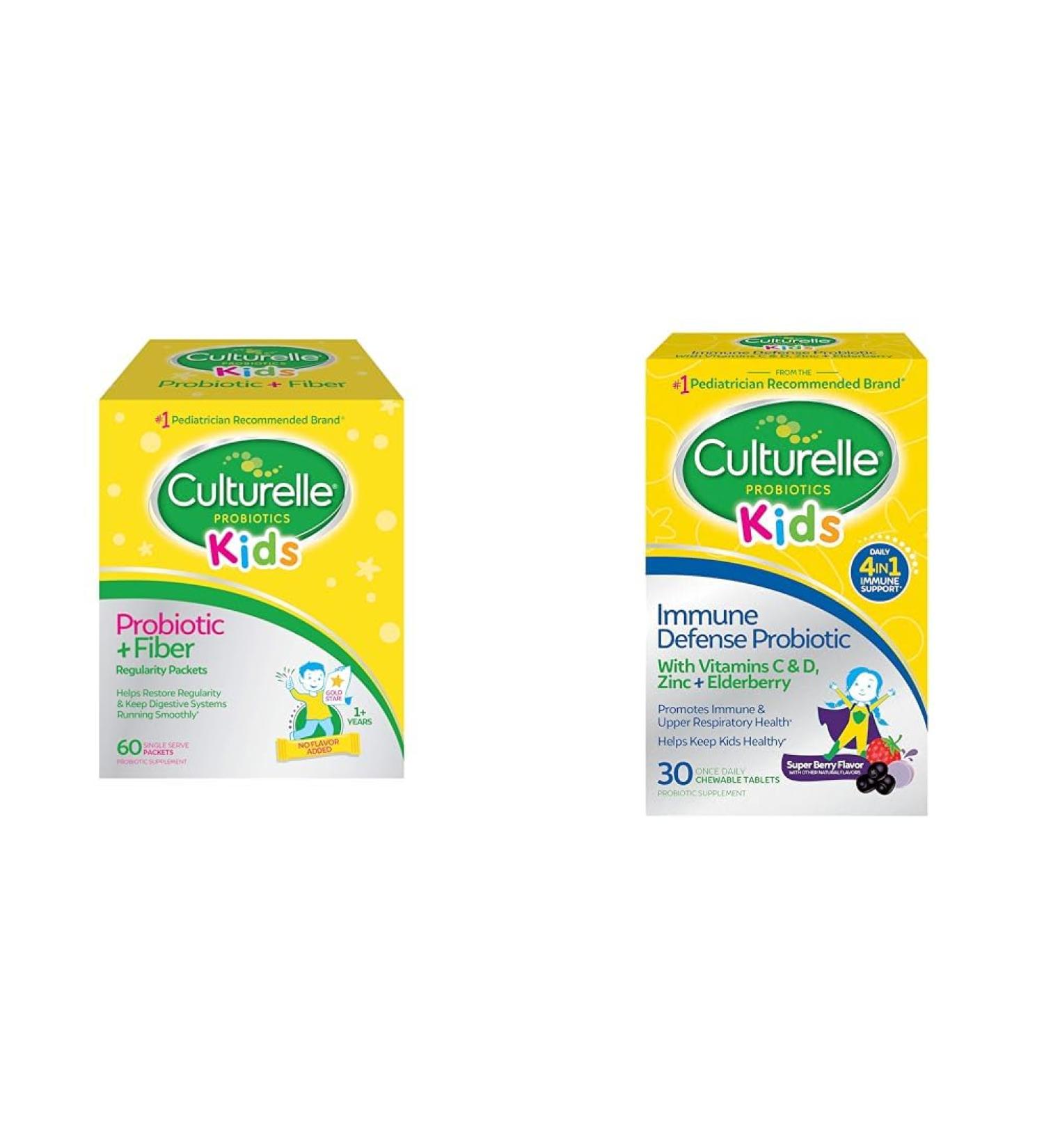Culturelle Kids Probiotic + Fiber Packets (Ages 3+) - 60 Count - Digestive Health & Immune Support - Helps Restore Regularity & Immune Defense Probiotic with Vitamin C - Buy Online on GoSupps.com