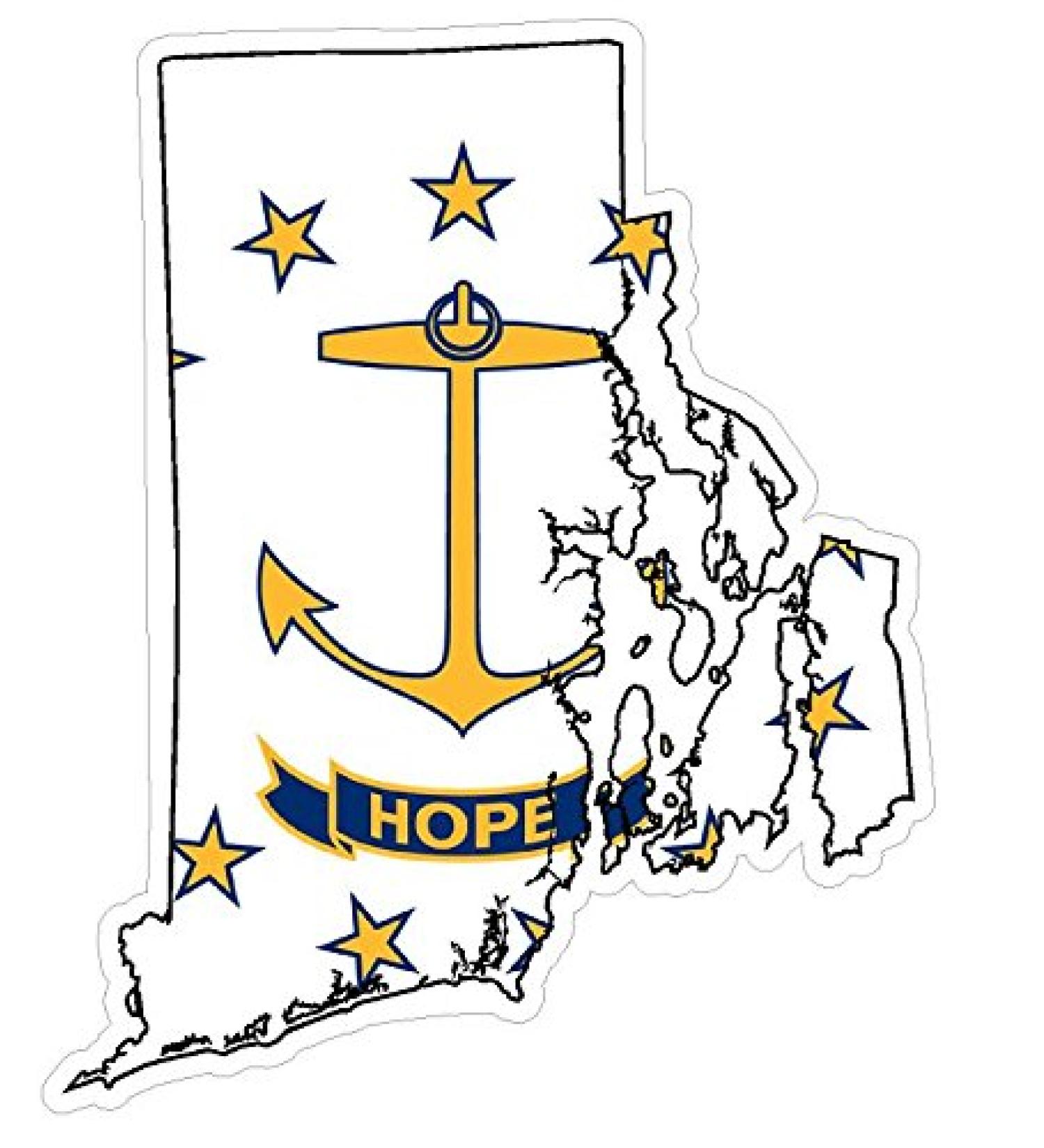 CustomDecal US Rhode Island State (Q40) Shape Flag Vinyl Decal Sticker Car/Truck Laptop/Netbook Window