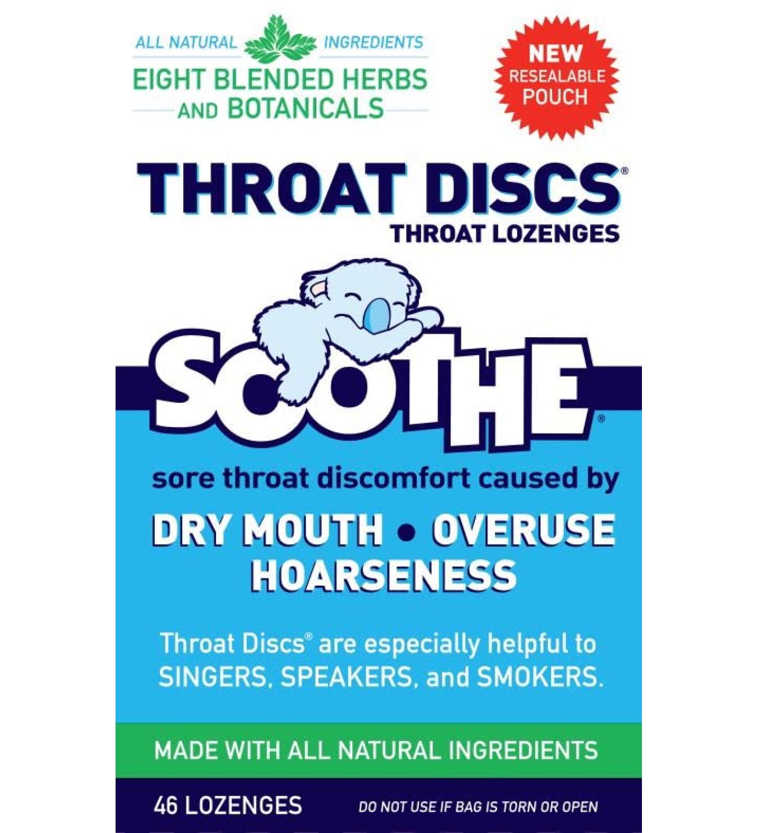 Throat Lozenges - 46 Count Resealable Pouch (Pack of 4) - Soothing Relief for Cough & Sore Throat - International Shipping Available - Buy Online on GoSupps.com