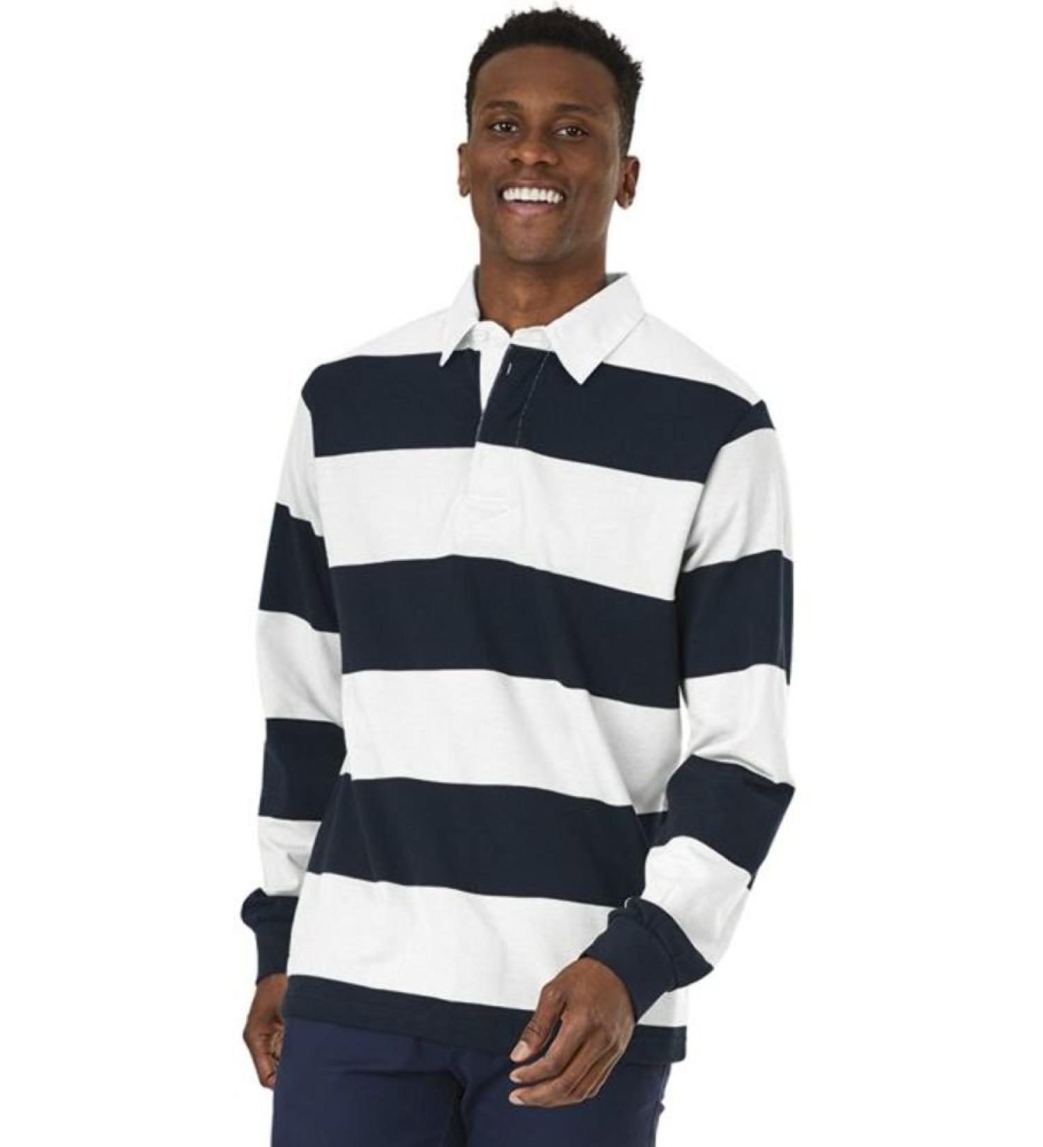 Shop Charles River Apparel Men's Classic Rugby Shirt XL - Navy & White | Premium Quality Stylish Design International Shipping - Buy Online on GoSupps.com