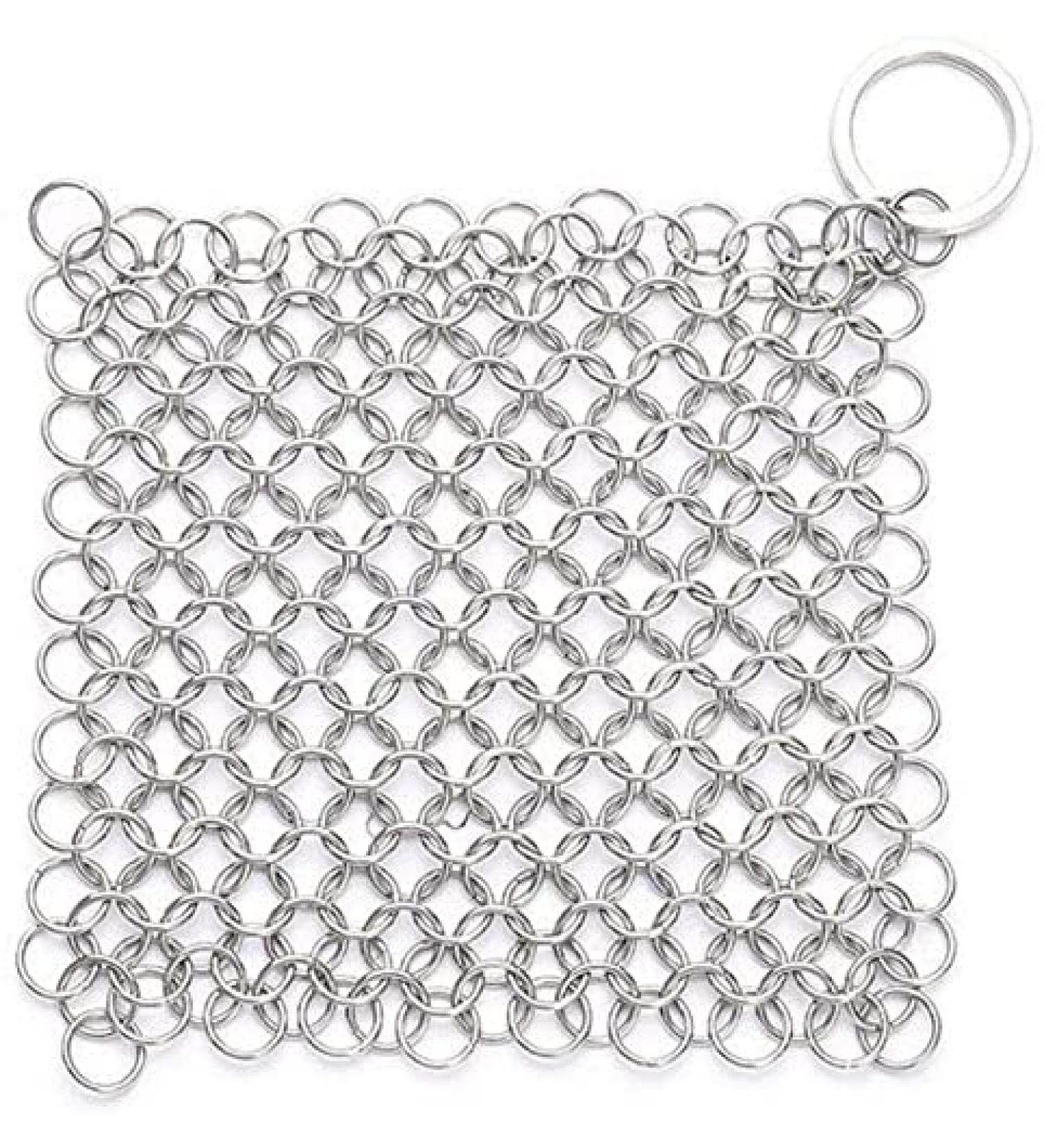 Cast Iron Cleaner Stainless Steel Garden Home Iron Cleaner Cast Iron Cleaner Chainmail Scrubber for Cast Iron Pan Dutch Ovens Cast Iron Grill Scraper Skillet Scraper 1pc Silver - Buy Online on GoSupps.com