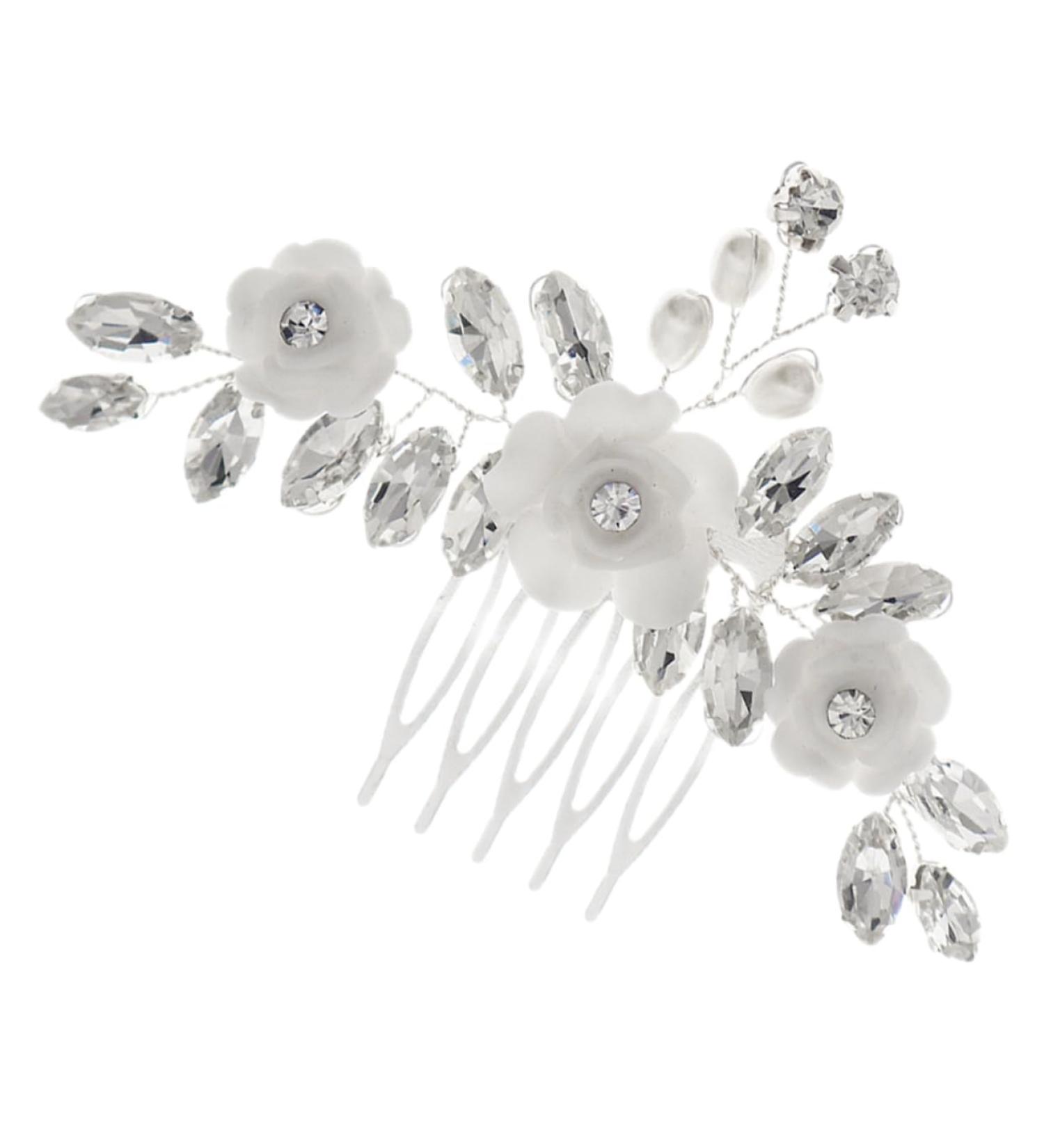 Ipetboom Bride Hair Comb Wedding Bride Hair Accessories Wedding Hair Accessories Wedding Hair Comb Bridal Hair Comb Flower Hair Side Comb Miss White Manual Metal Crystal Flower - Buy Online on GoSupps.com