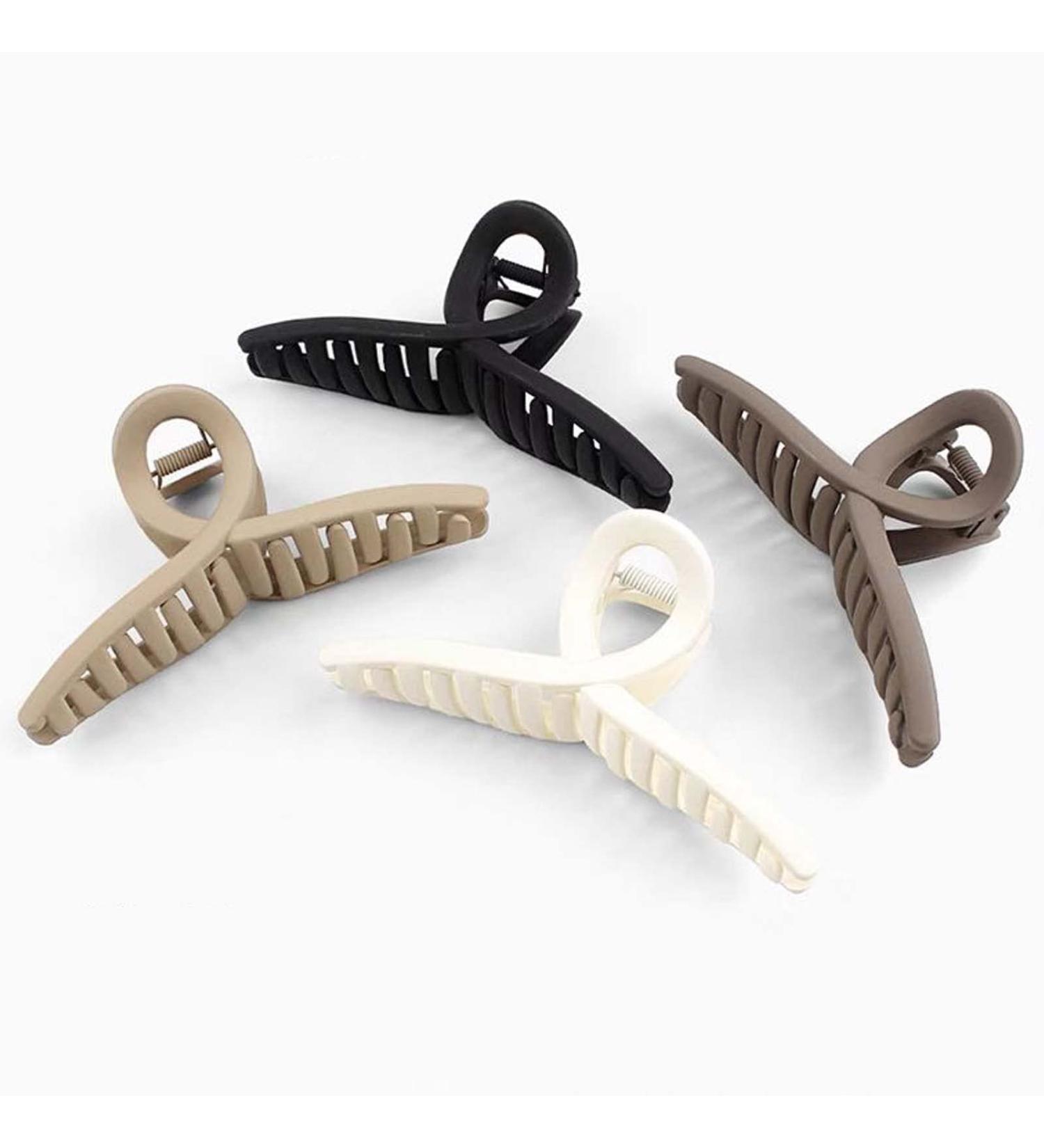 Large Hair Claw Clips for Thick Hair - 4 Pack Matte Butterfly Clips for Women with Strong Hold - Ideal for Thick Curly Hair - 90's Style Jaw Clips (Neutral) - Buy Online on GoSupps.com