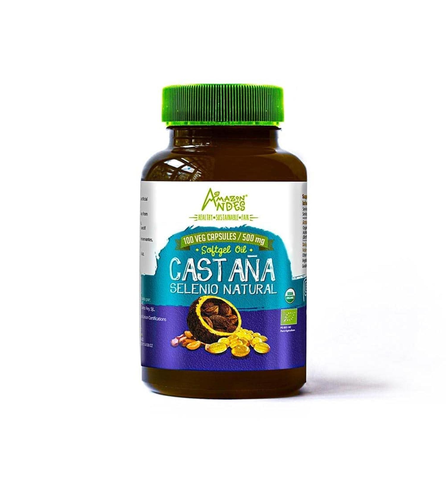 Organic Amazon Andes Brazil Nuts Oil Softgel Capsules 500mg x 100 - Selenium & Zinc Rich, Vegan, Non-GMO, Gluten-Free - Buy Online on GoSupps.com