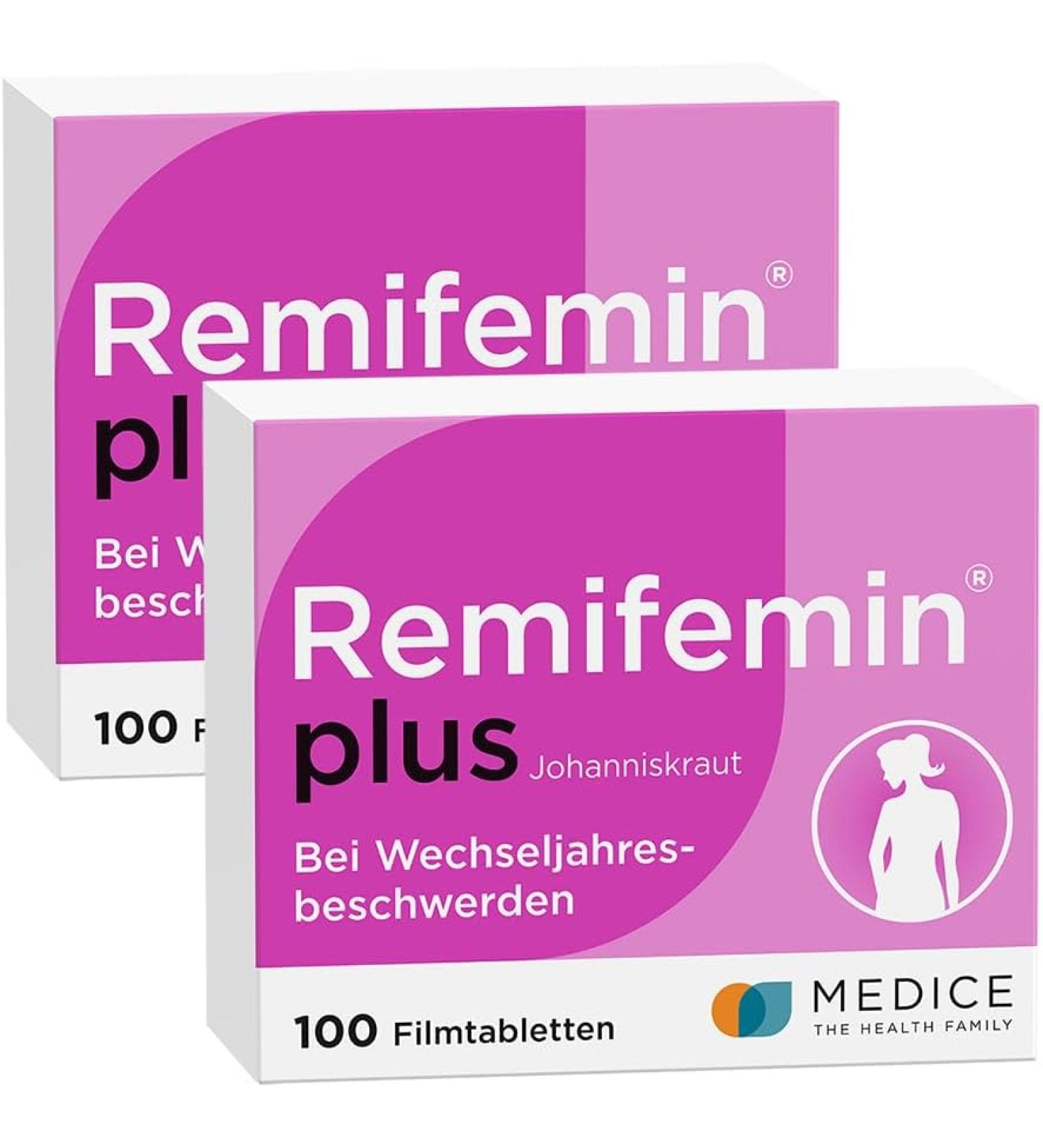 Remifemin Plus St. John's Wort 2x100 Tablets - Hormone-Free Natural Relief for Menopause - Stronger Mental Clarity - 200 Vegetable Pills - Buy Online on GoSupps.com