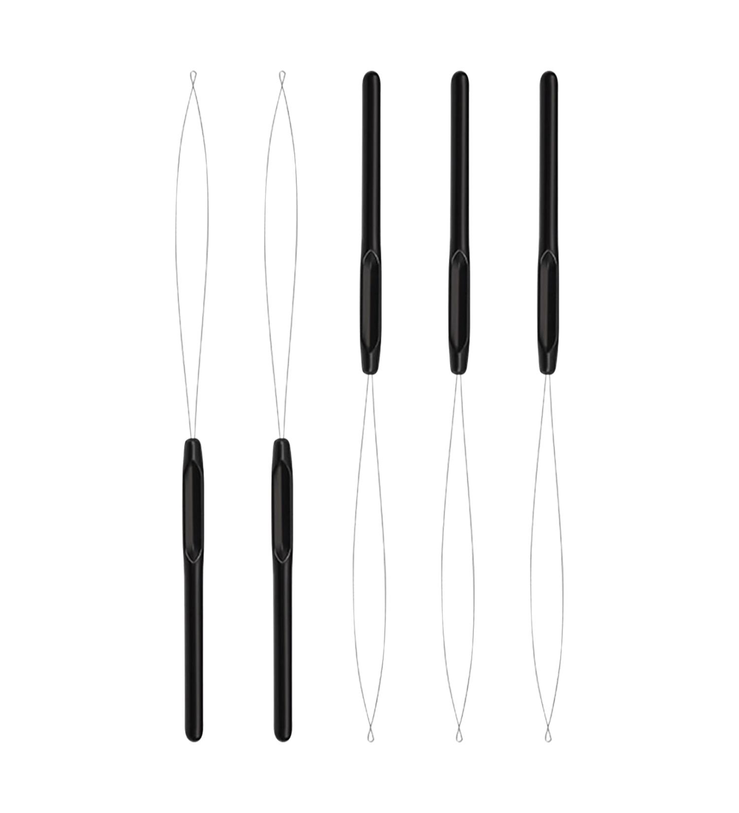 5pcs Hair Extension Loop Needle Threader Pulling Hook Tool and Bead Device Tool Hair Extension Loop Needle Tool for Micro Links Hair Feather Extensions Kit Hair Styling Tools Accessory(Black) - Buy Online on GoSupps.com