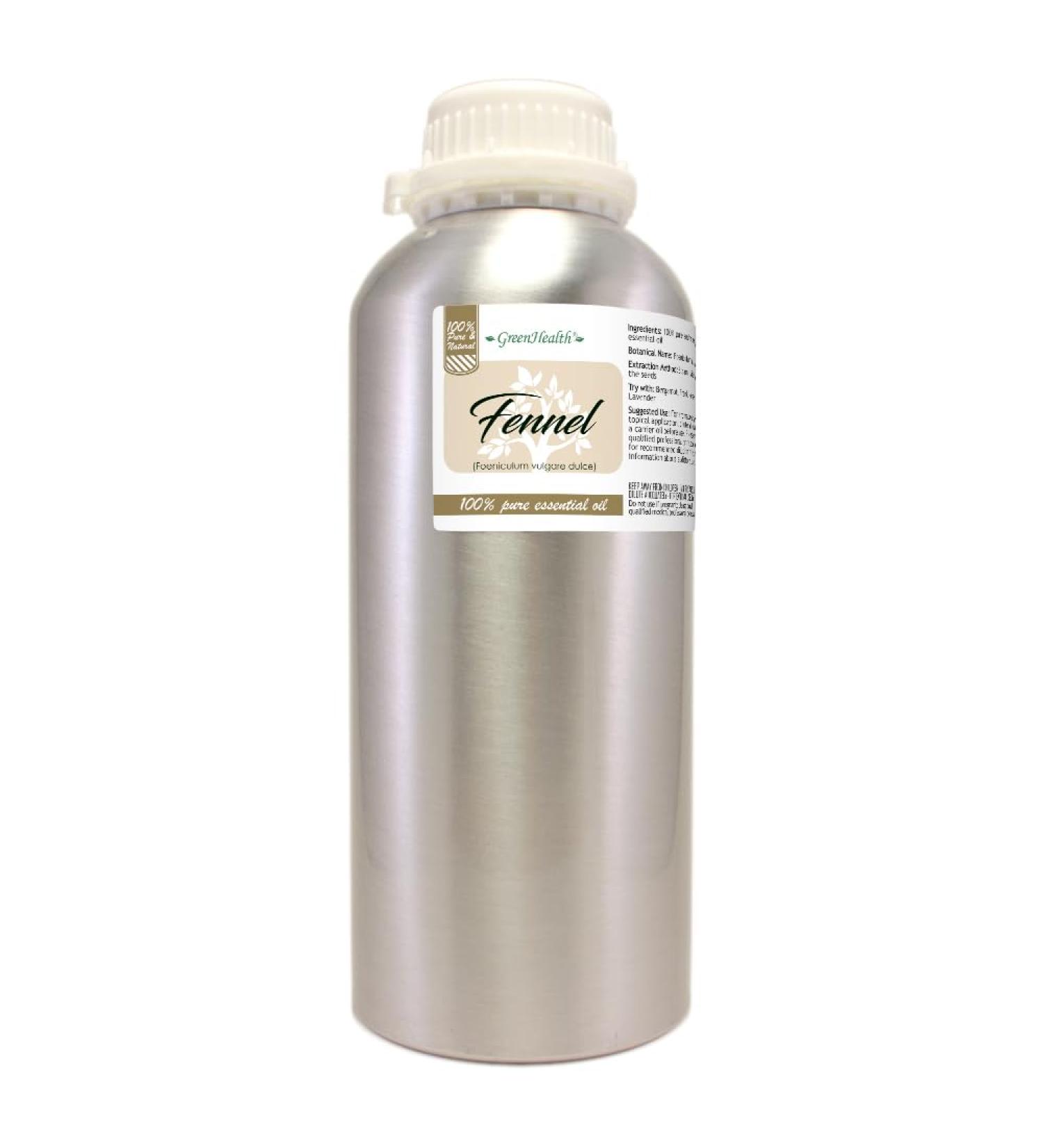 Fennel 32 fl oz (946 ml) Aluminum Bottle w/Plug Cap 100% Pure Essential Oil GreenHealth - Buy Online on GoSupps.com
